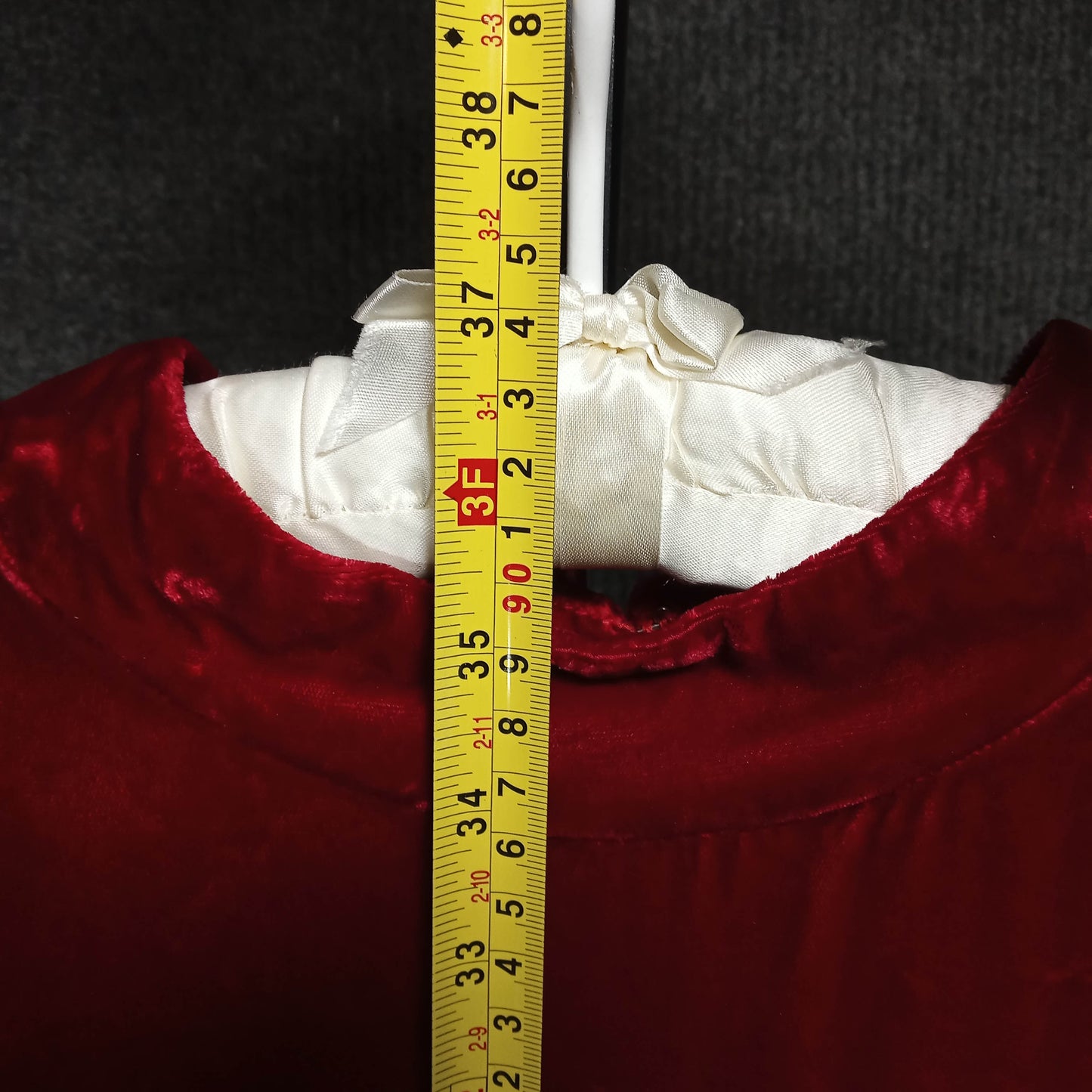 1950's Red Velvet Regal Dress with Gold Lame Braid Detail