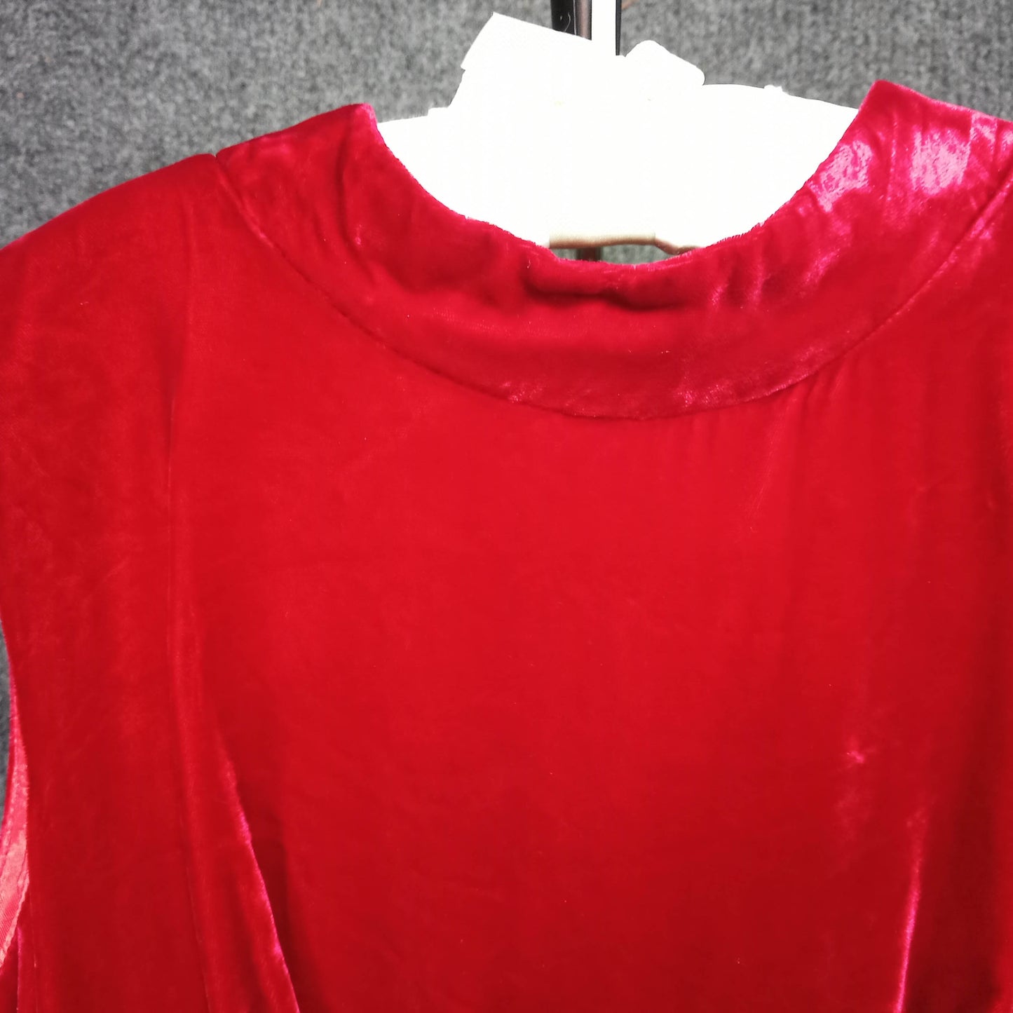 1950's Red Velvet Regal Dress with Gold Lame Braid Detail