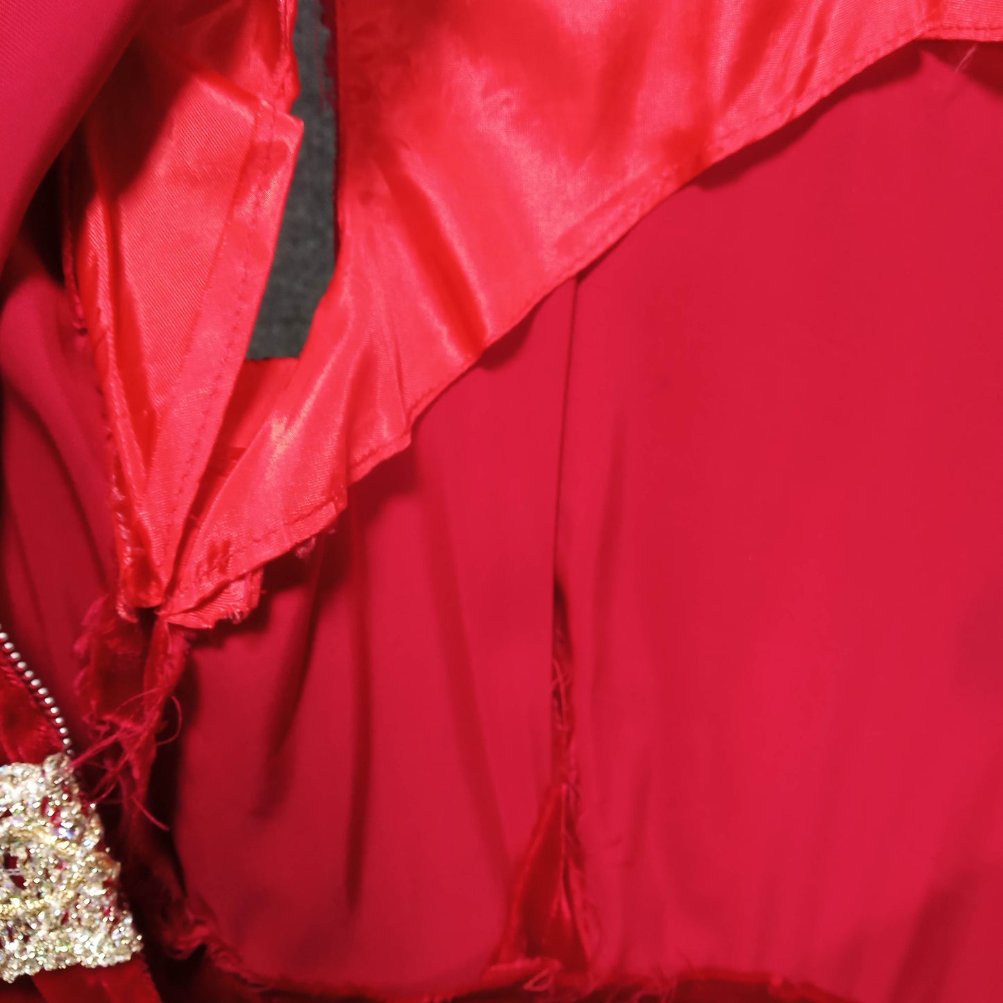 1950's Red Velvet Regal Dress with Gold Lame Braid Detail