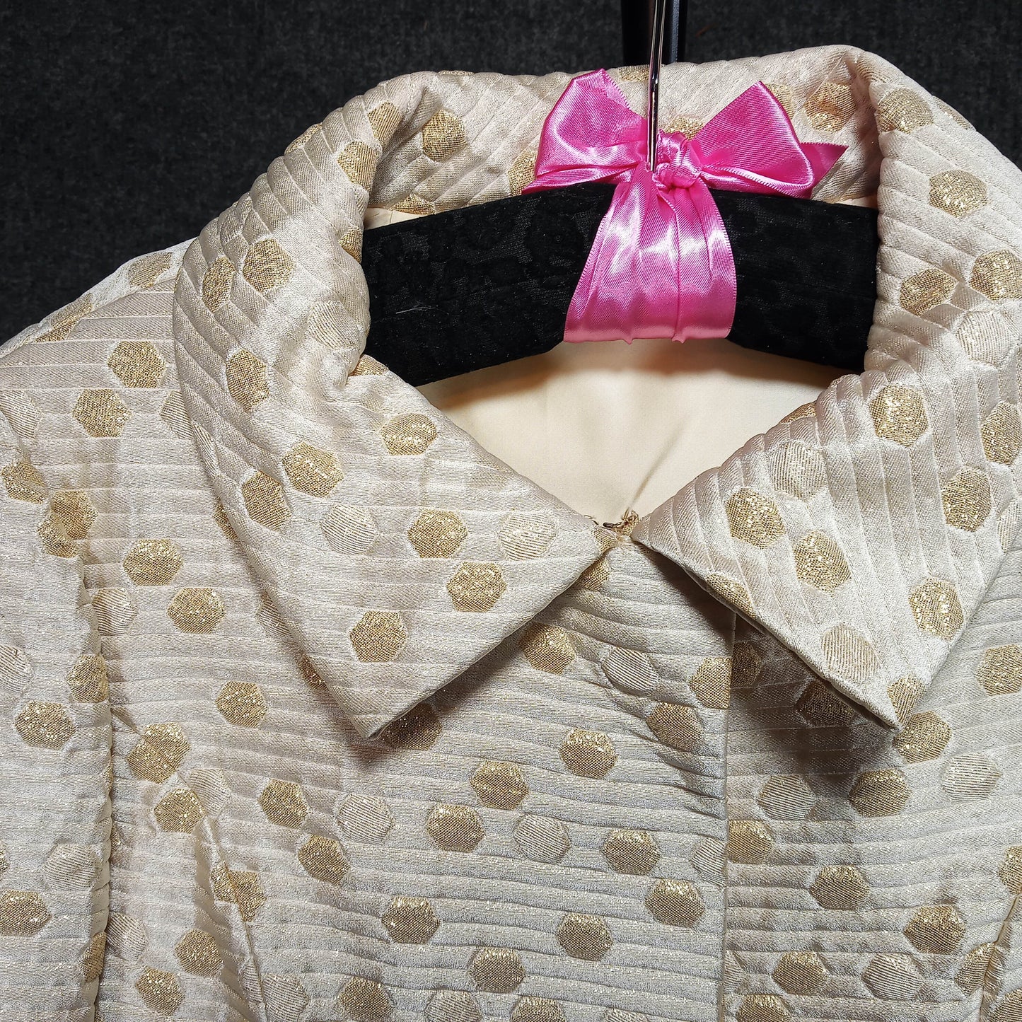 1960's Cream Gold Quilted Jackie O Shift with Short Jacket