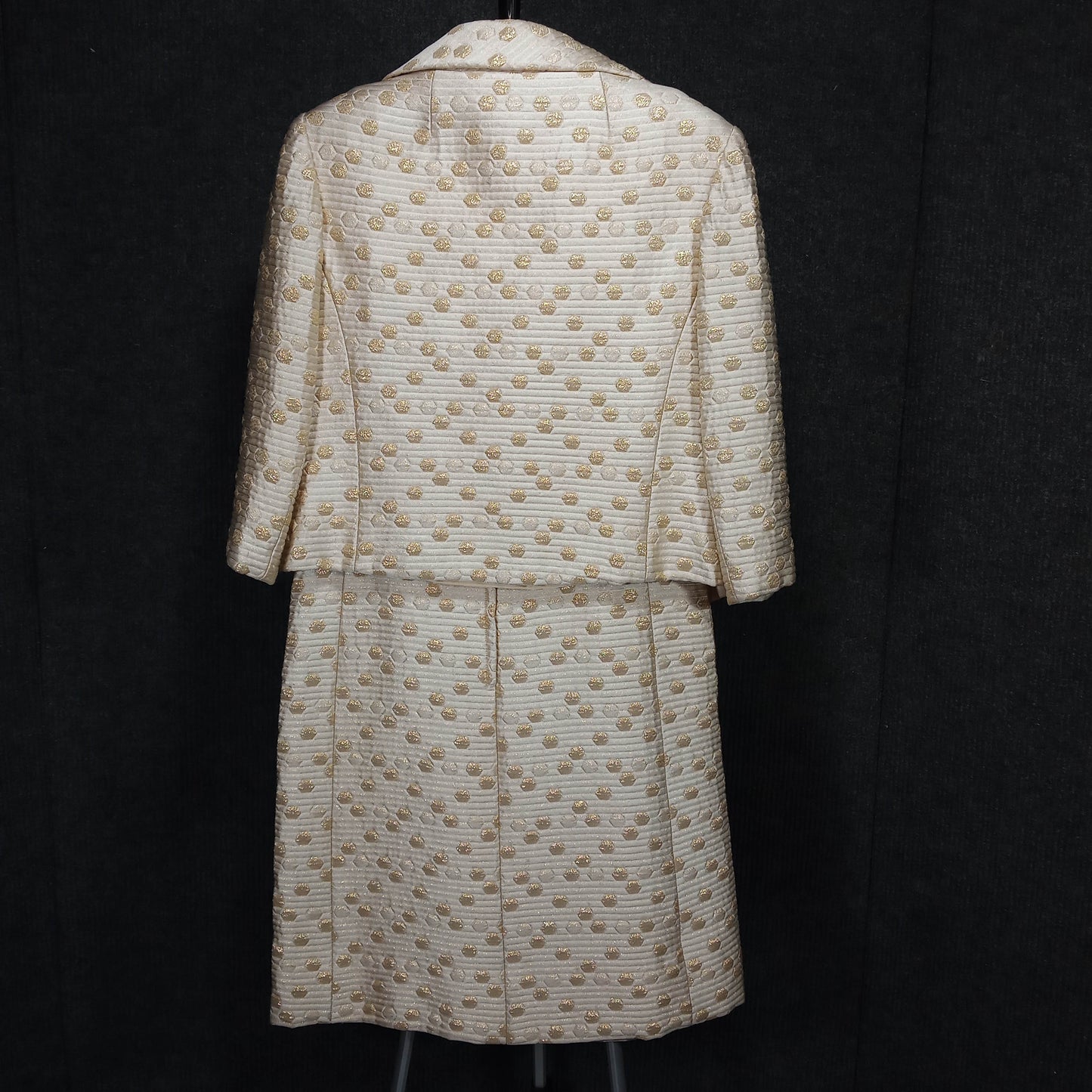 1960's Cream Gold Quilted Jackie O Shift with Short Jacket