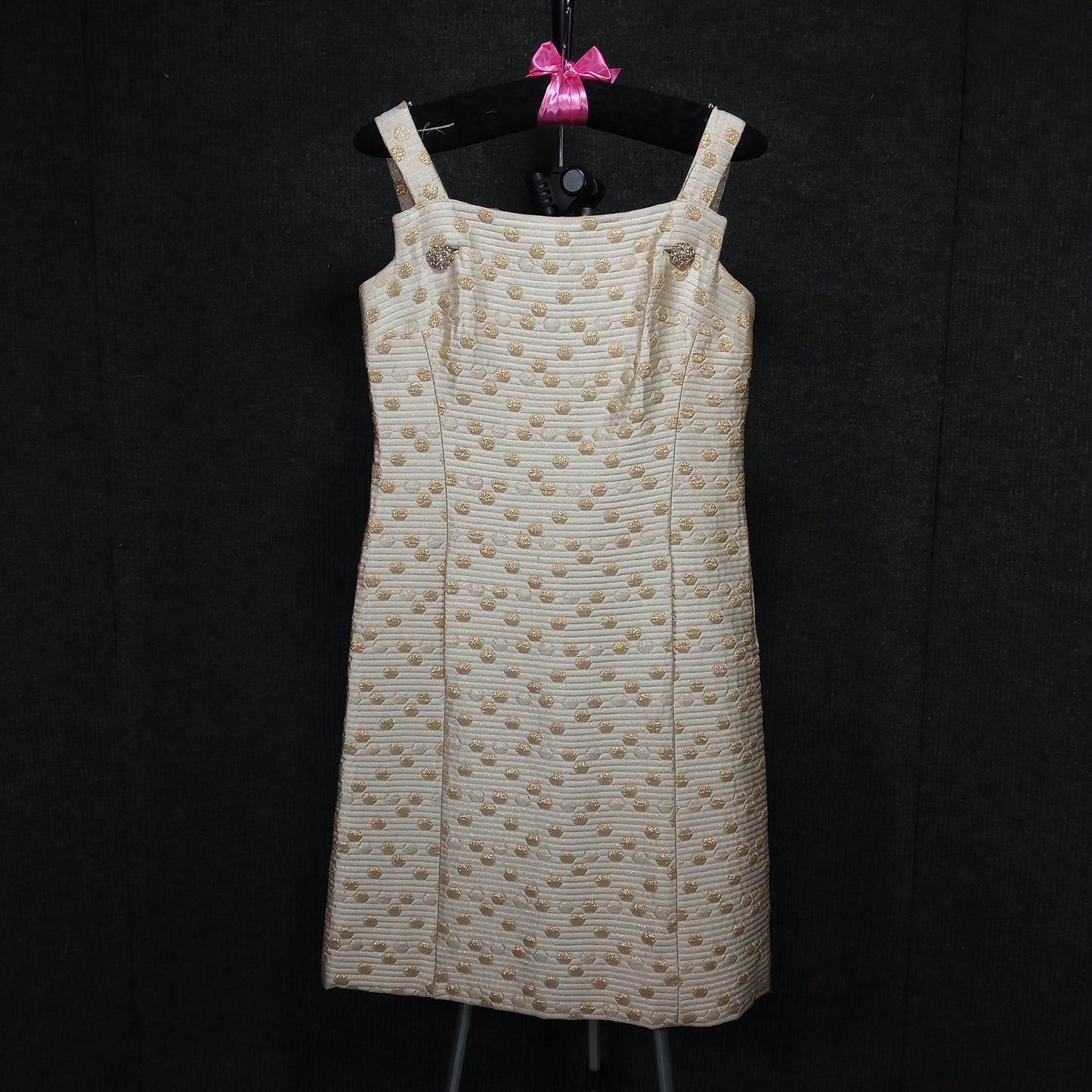 1960's Cream Gold Quilted Jackie O Shift with Short Jacket