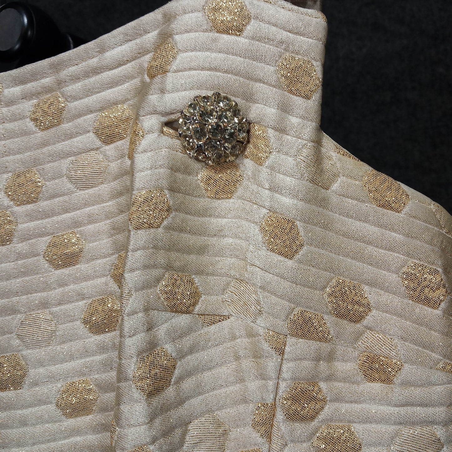 1960's Cream Gold Quilted Jackie O Shift with Short Jacket