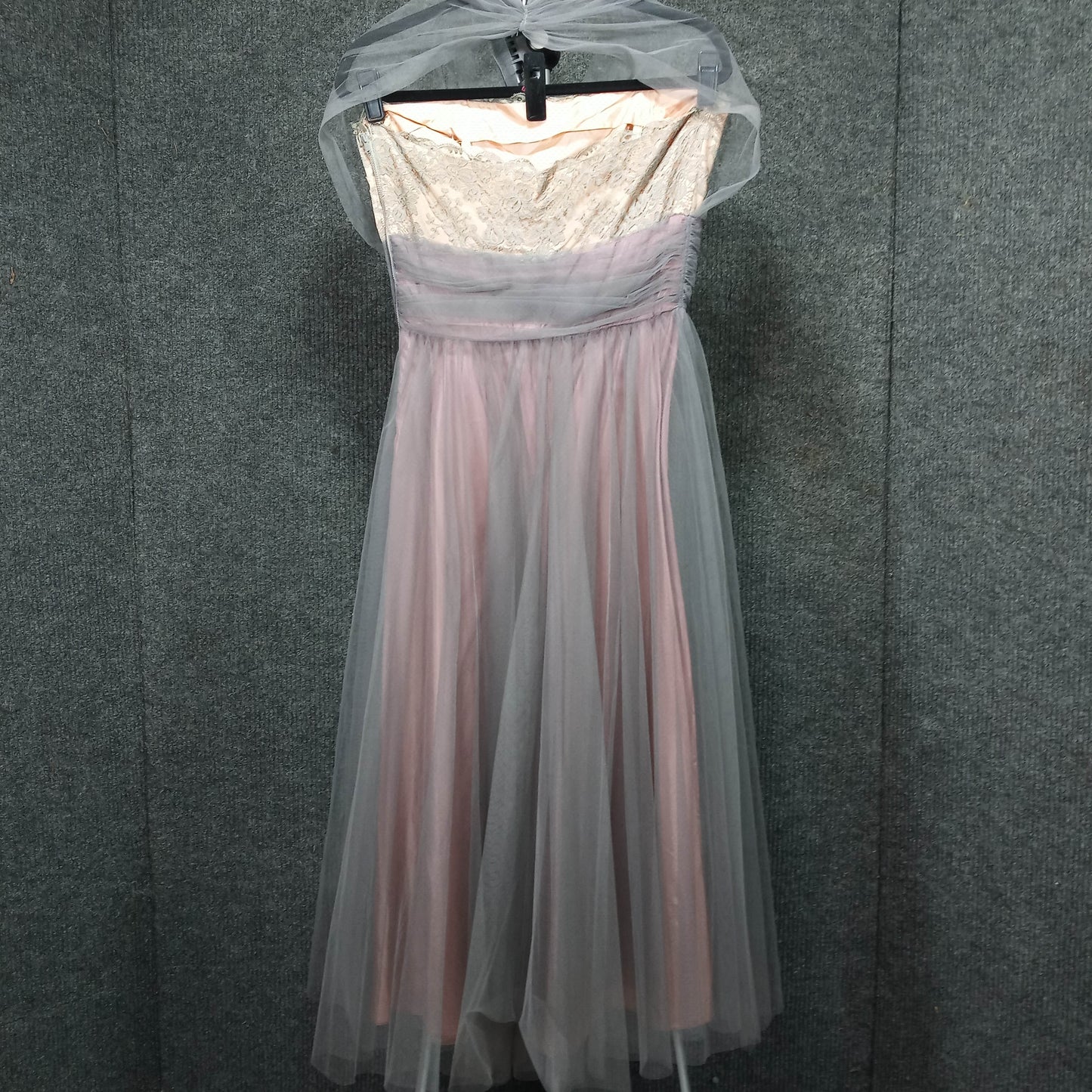 1950's Tulle Lace Shelf Bust Halter Party Dress