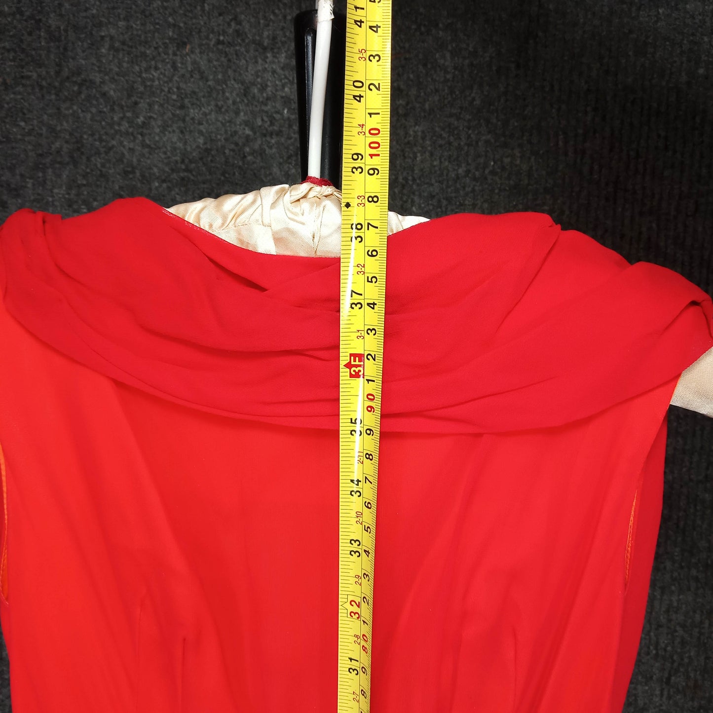 1950's Red Chiffon Party Dress Over Orange Taffeta by Miss Chris
