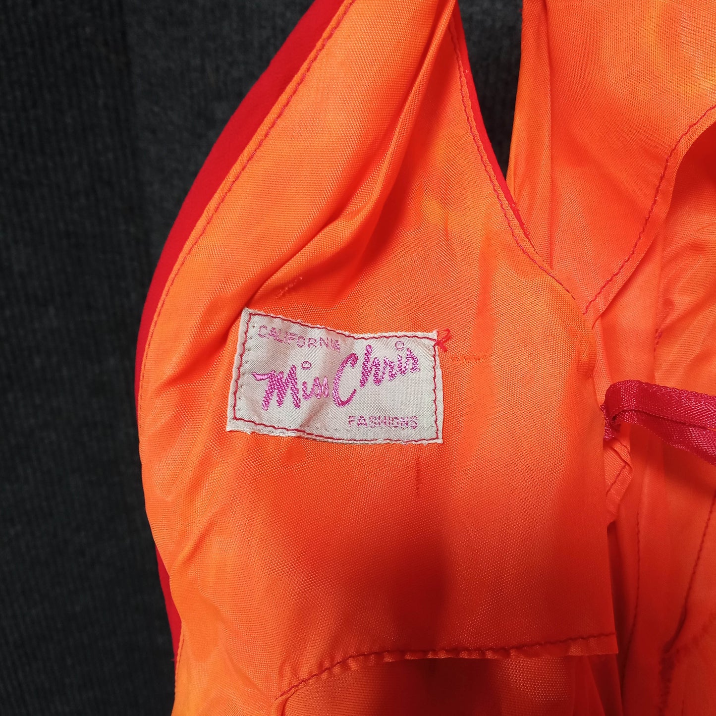 1950's Red Chiffon Party Dress Over Orange Taffeta by Miss Chris