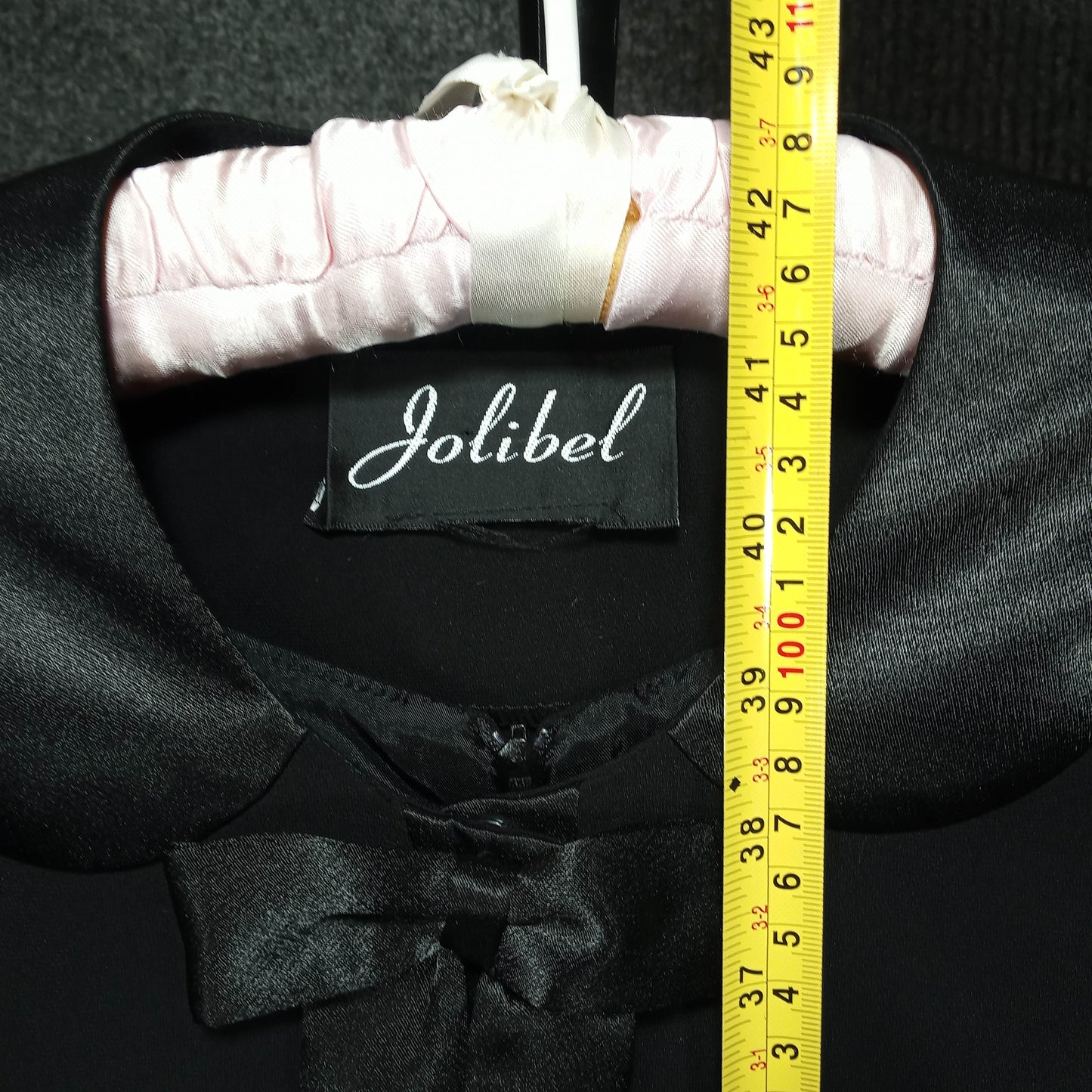 1960's Black Rayon & Satin Detail Suit by Jolibel