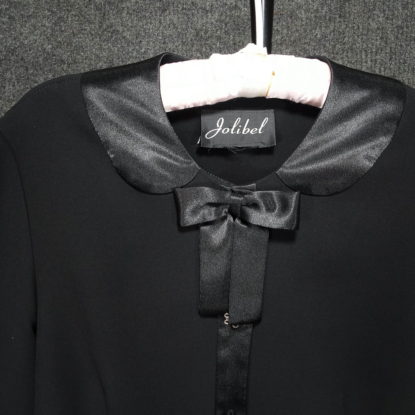 1960's Black Rayon & Satin Detail Suit by Jolibel