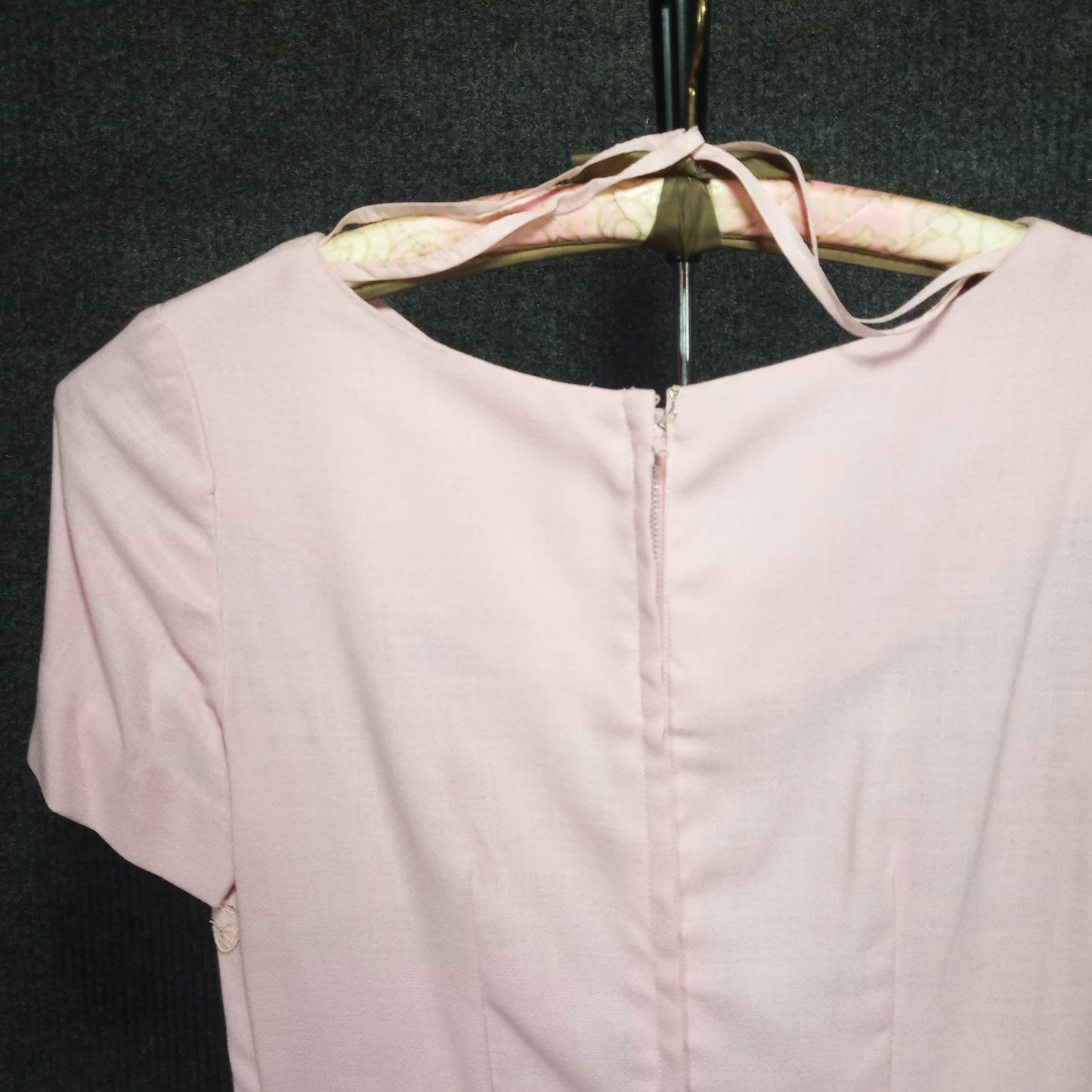 1960's Pink Linen & Cotton Lace Tiered Shift by Cover Girl
