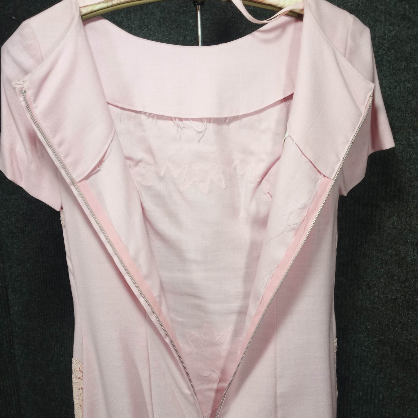 1960's Pink Linen & Cotton Lace Tiered Shift by Cover Girl