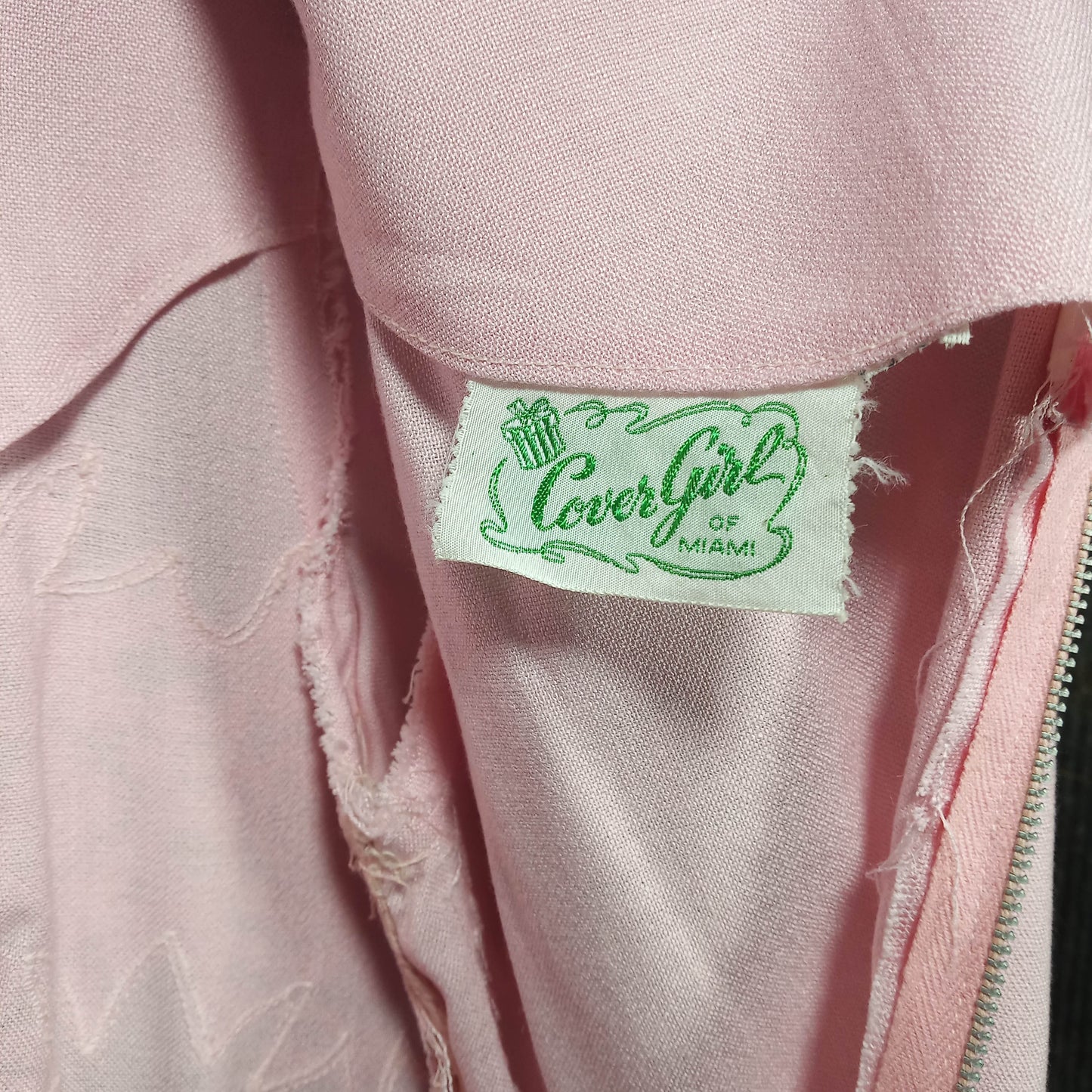 1960's Pink Linen & Cotton Lace Tiered Shift by Cover Girl