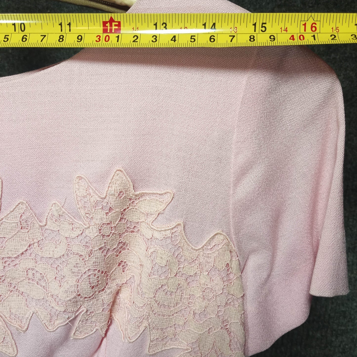 1960's Pink Linen & Cotton Lace Tiered Shift by Cover Girl