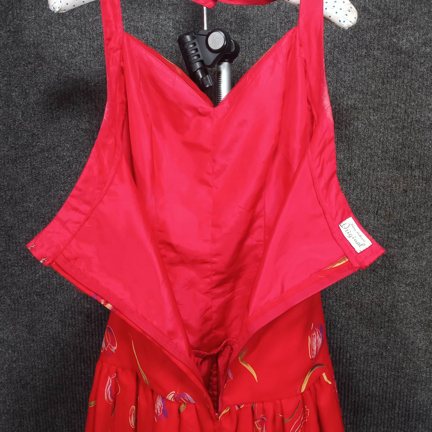 1950's Red Chiffon Circle Dress by Sherry Rodbourne