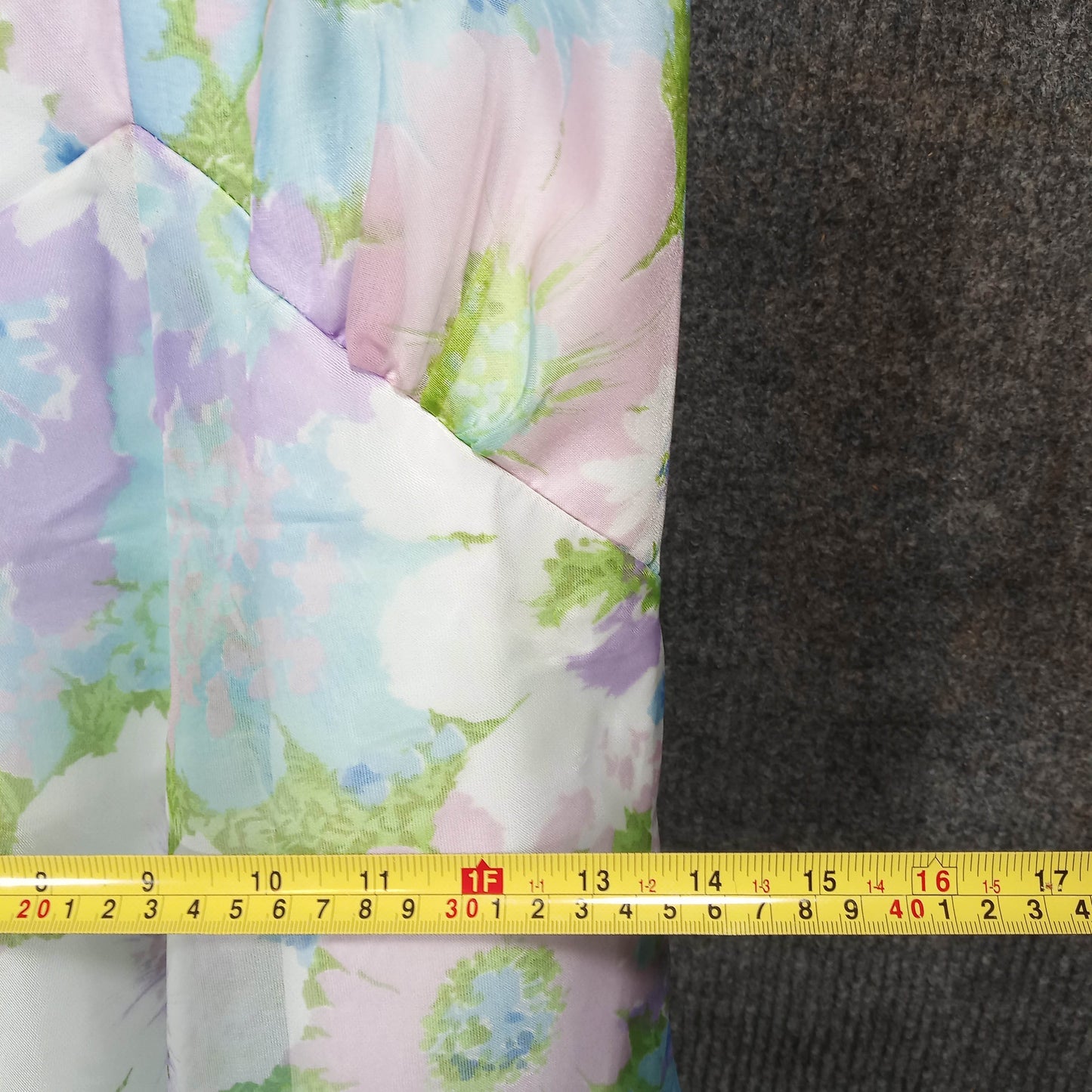 1950's Purple and Green Floral Halter Dress with Matching Crinoline