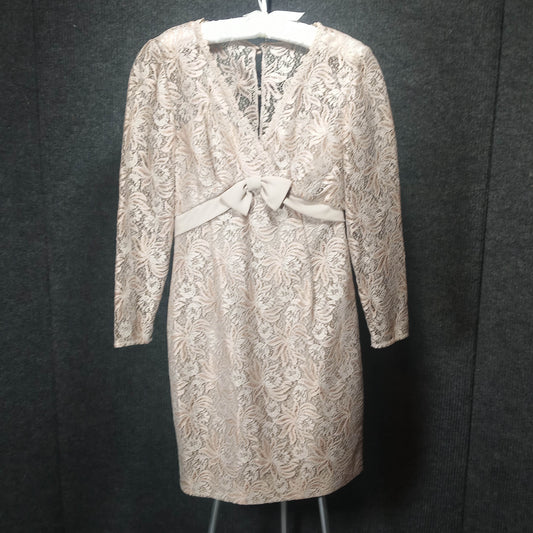 1960s Vintage Ecru Full Lace Long Sleeve Wiggle Dress from Saks Fifth Ave