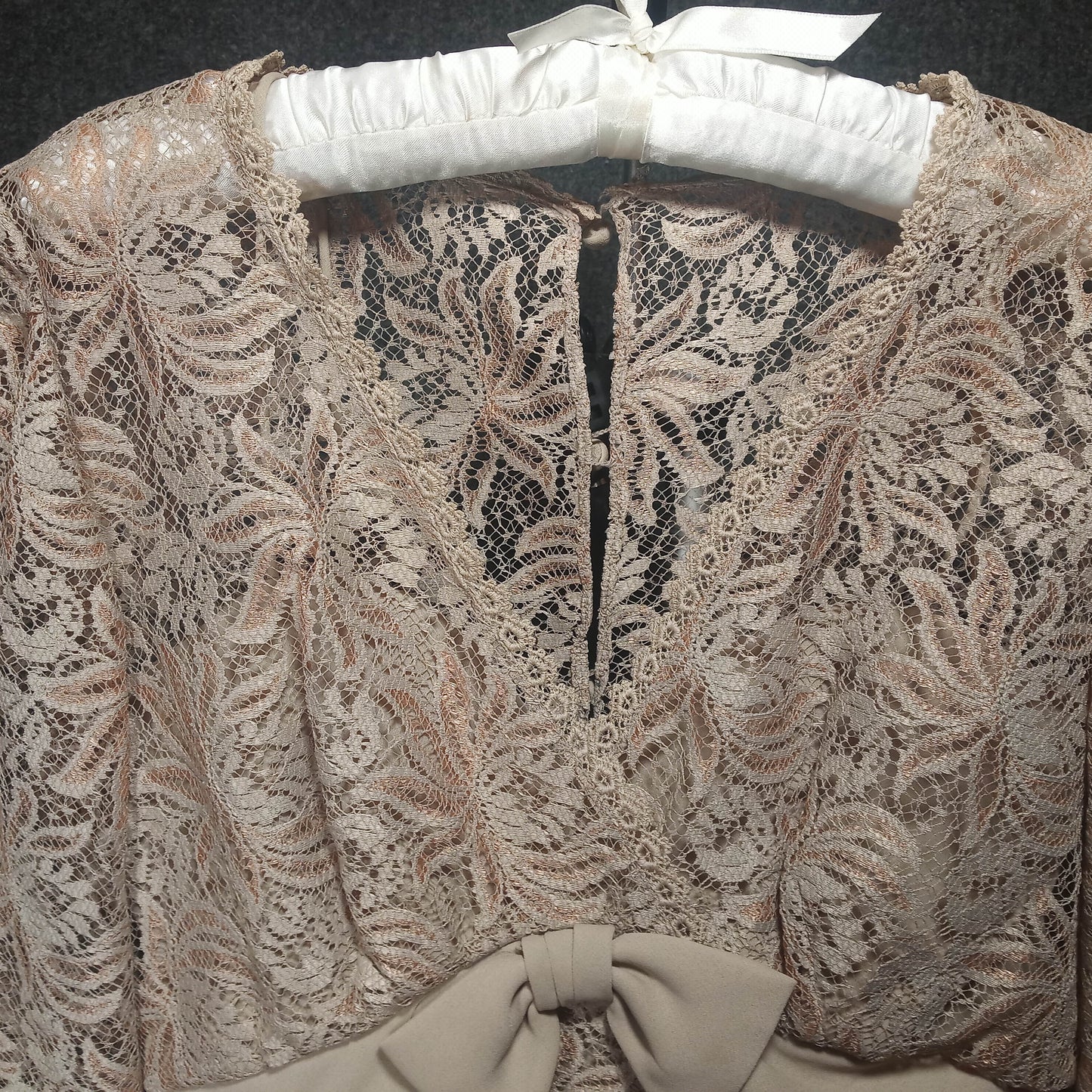 1960's Ecru Full Lace Long Sleeve Wiggle Dress from Saks Fifth Ave