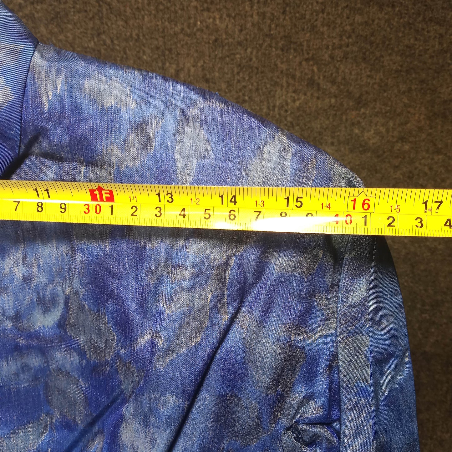 1950's Cobalt Blue Watercolor Rose Taffeta Circle Dress with Belt