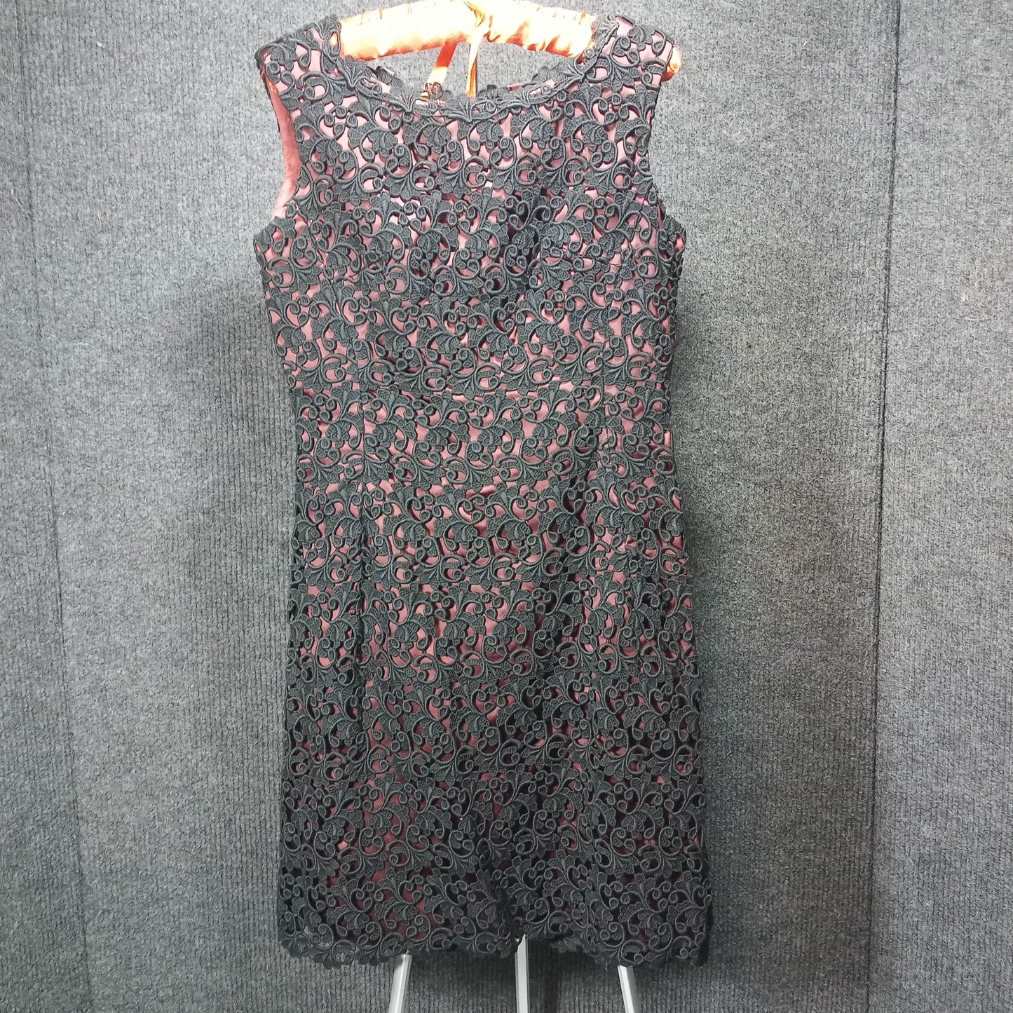 1950's Black Brown Heavy Lace Shift by Chas Stevens