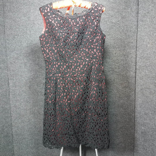 1950s Vintage Black Brown Heavy Lace Shift by Chas Stevens