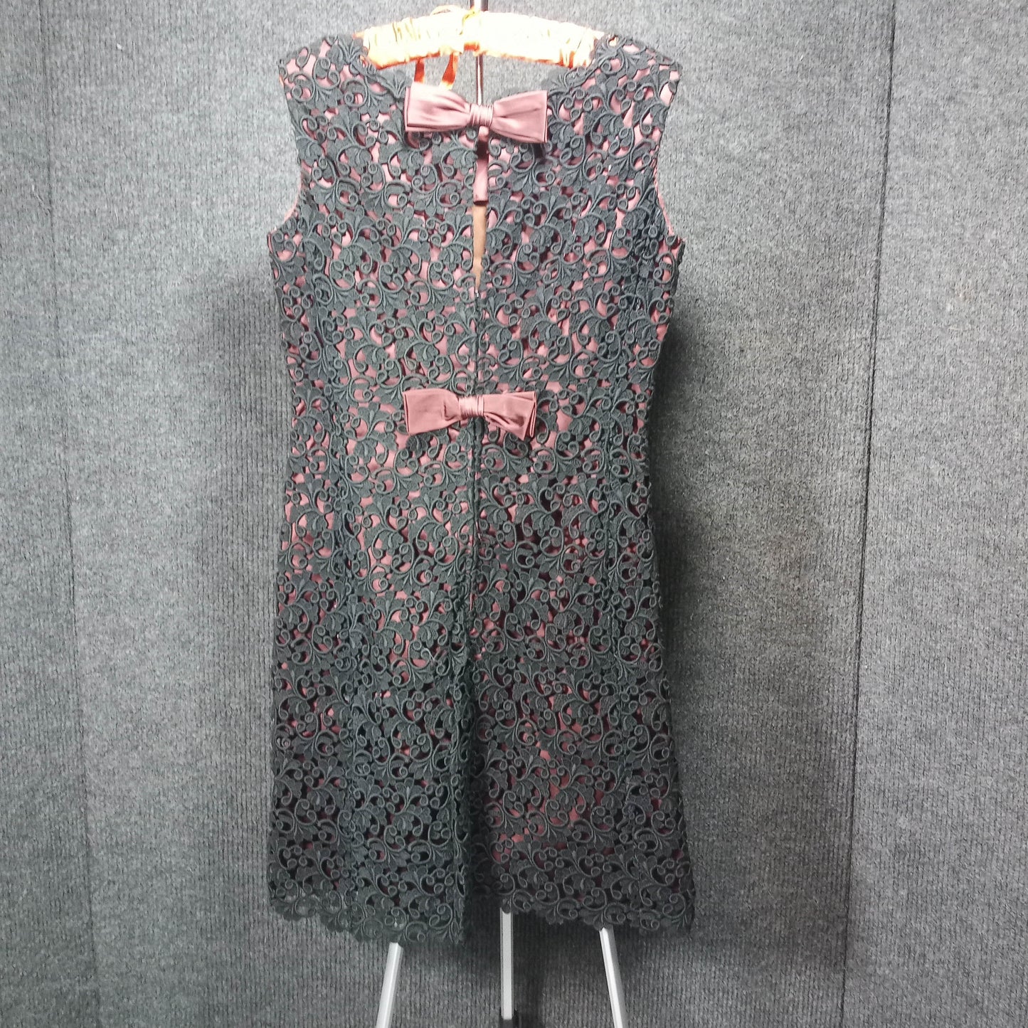 1950's Black Brown Heavy Lace Shift by Chas Stevens