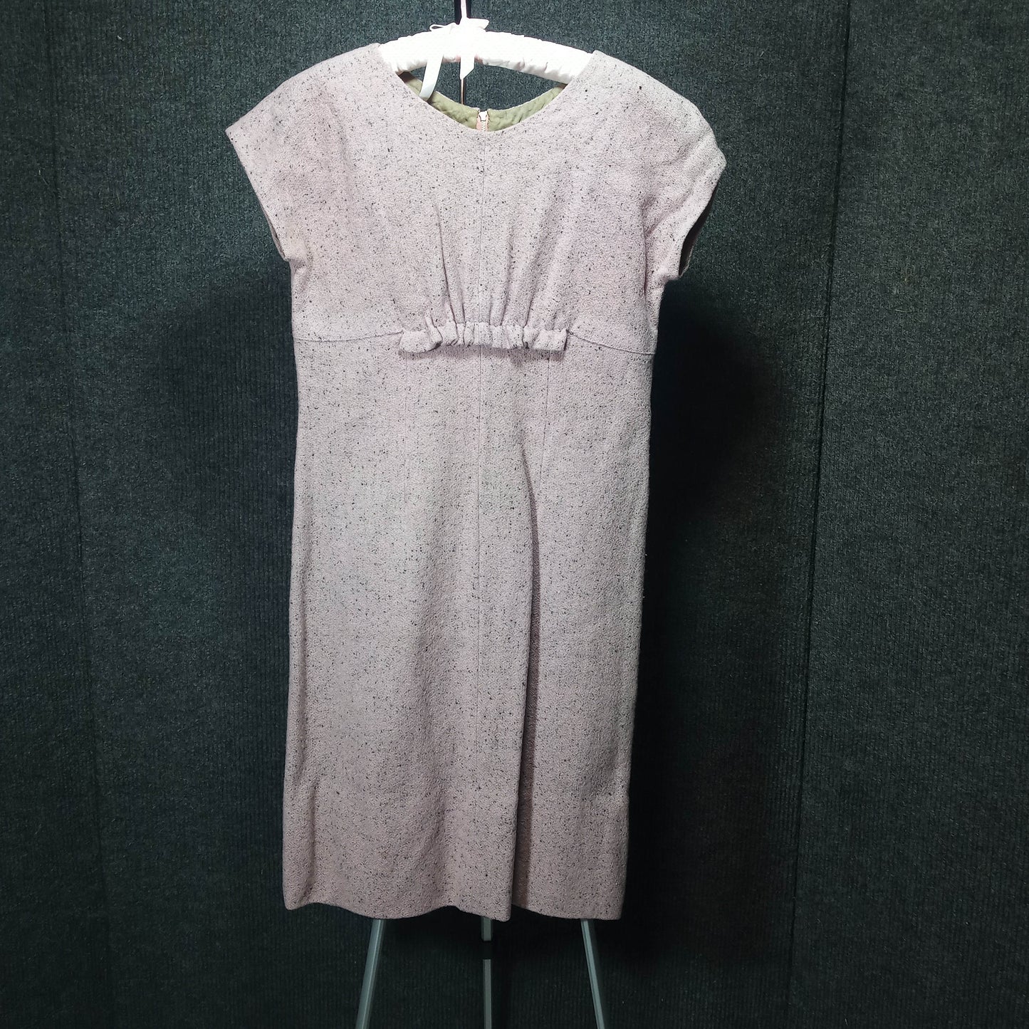 1950's Pink Wool Ruffle Bodice Shift