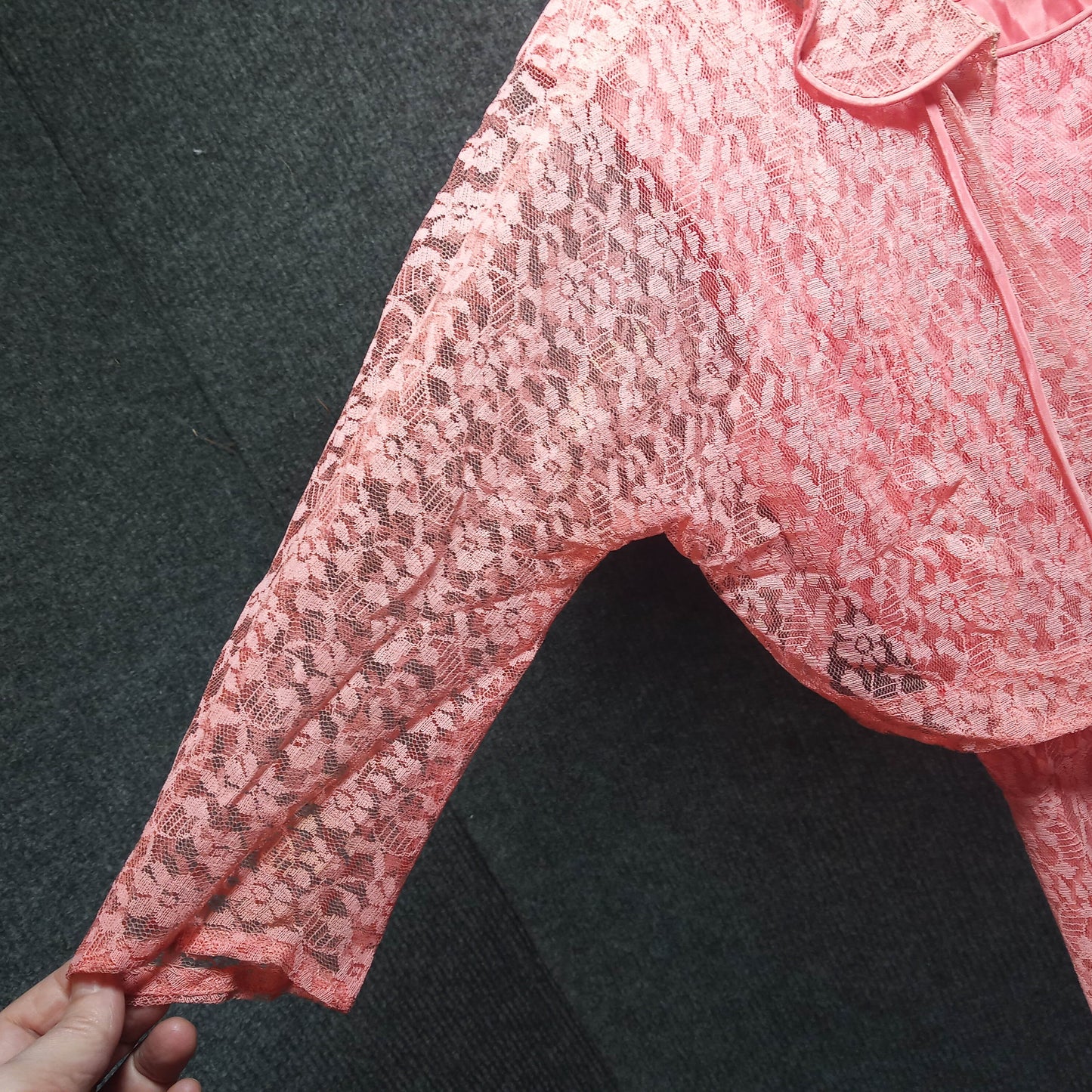 1950's Coral Lace and Taffeta Party Dress with Lace Bolero