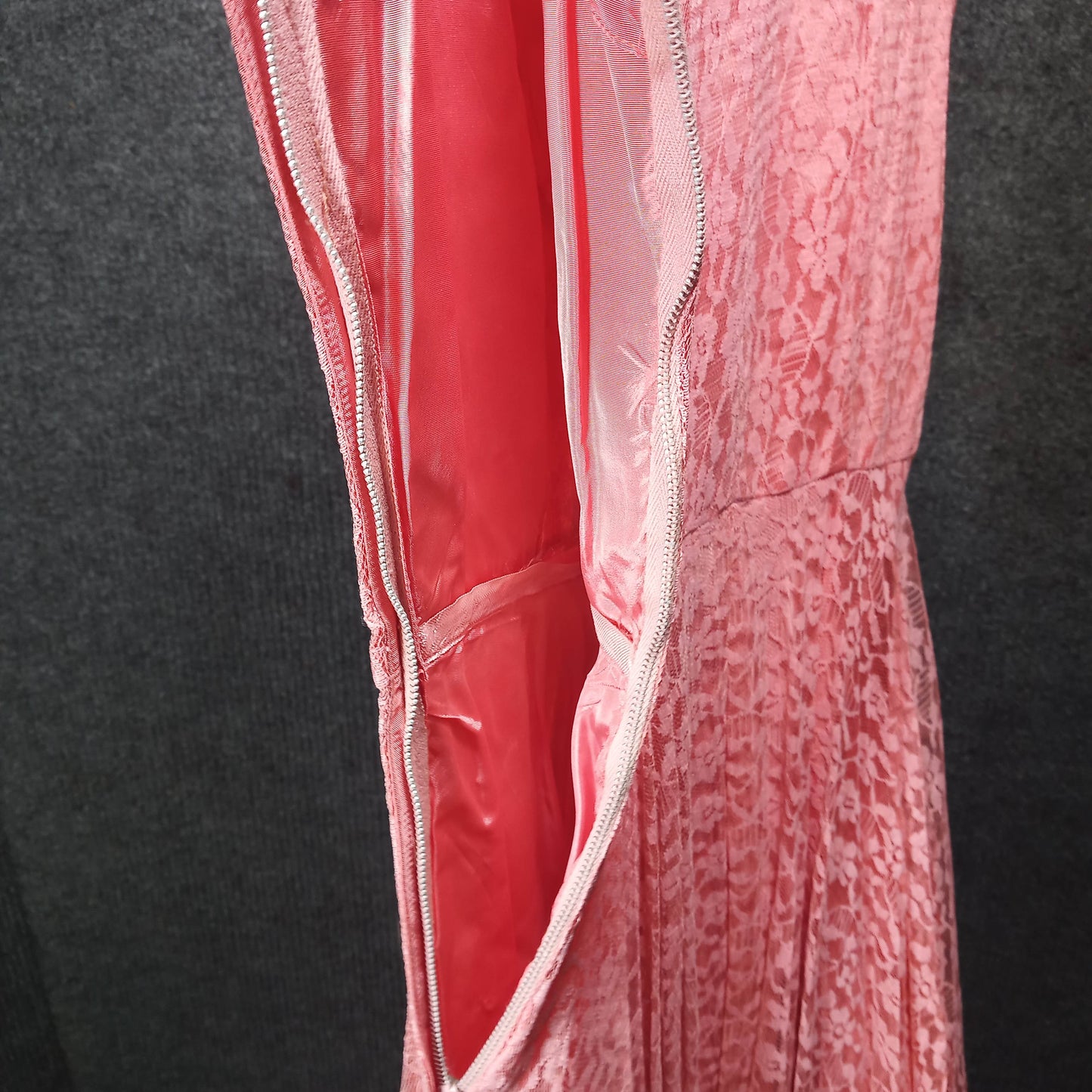 1950's Coral Lace and Taffeta Party Dress with Lace Bolero