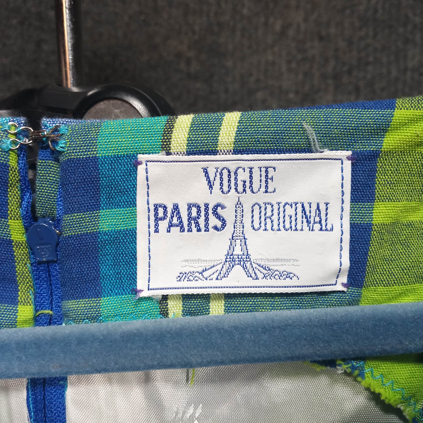1960's Green Blue Plaid Dress Original by Paris Vogue