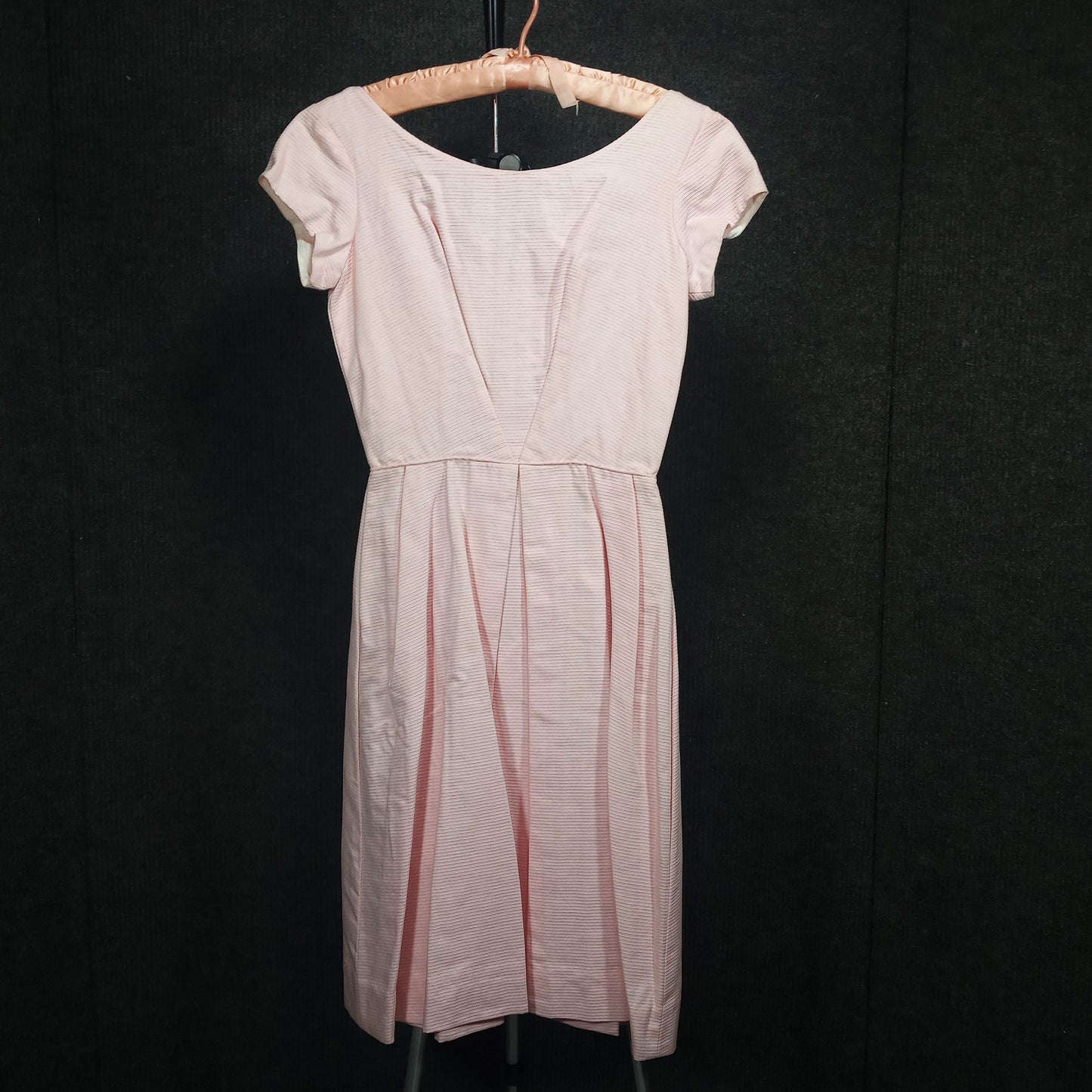 1950's Pink Broadcloth Party Dress with Large Back Bow by Meier and Frank Co