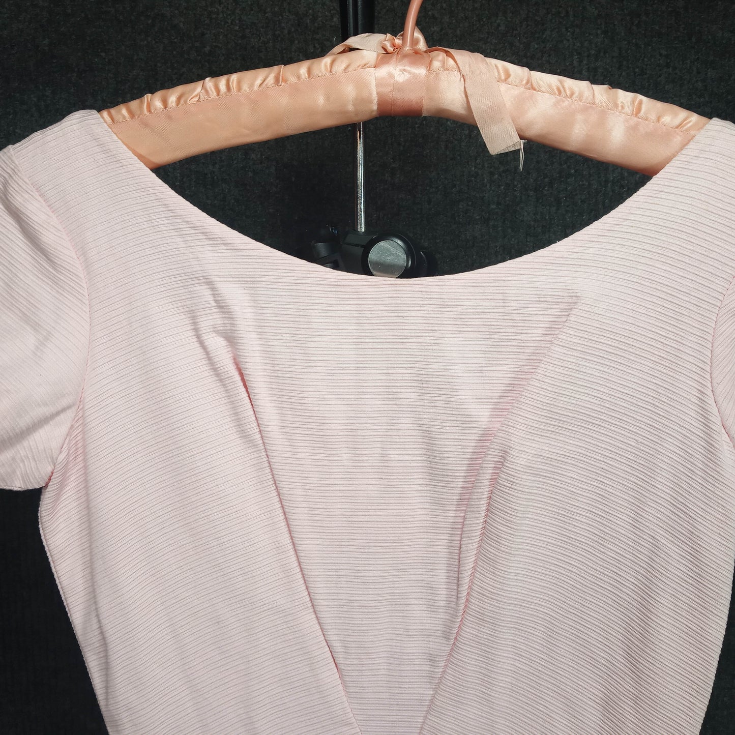 1950's Pink Broadcloth Party Dress with Large Back Bow by Meier and Frank Co