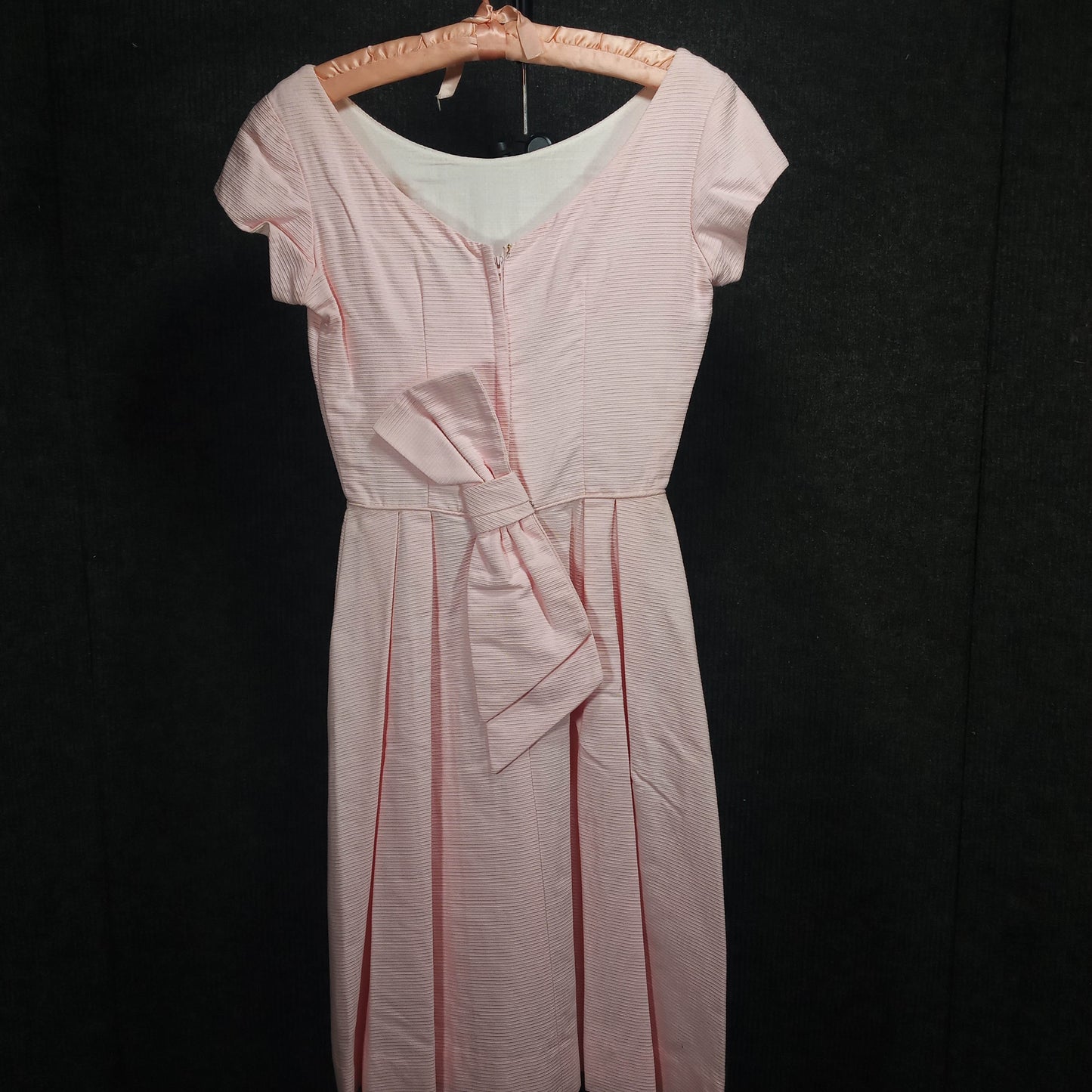 1950's Pink Broadcloth Party Dress with Large Back Bow by Meier and Frank Co