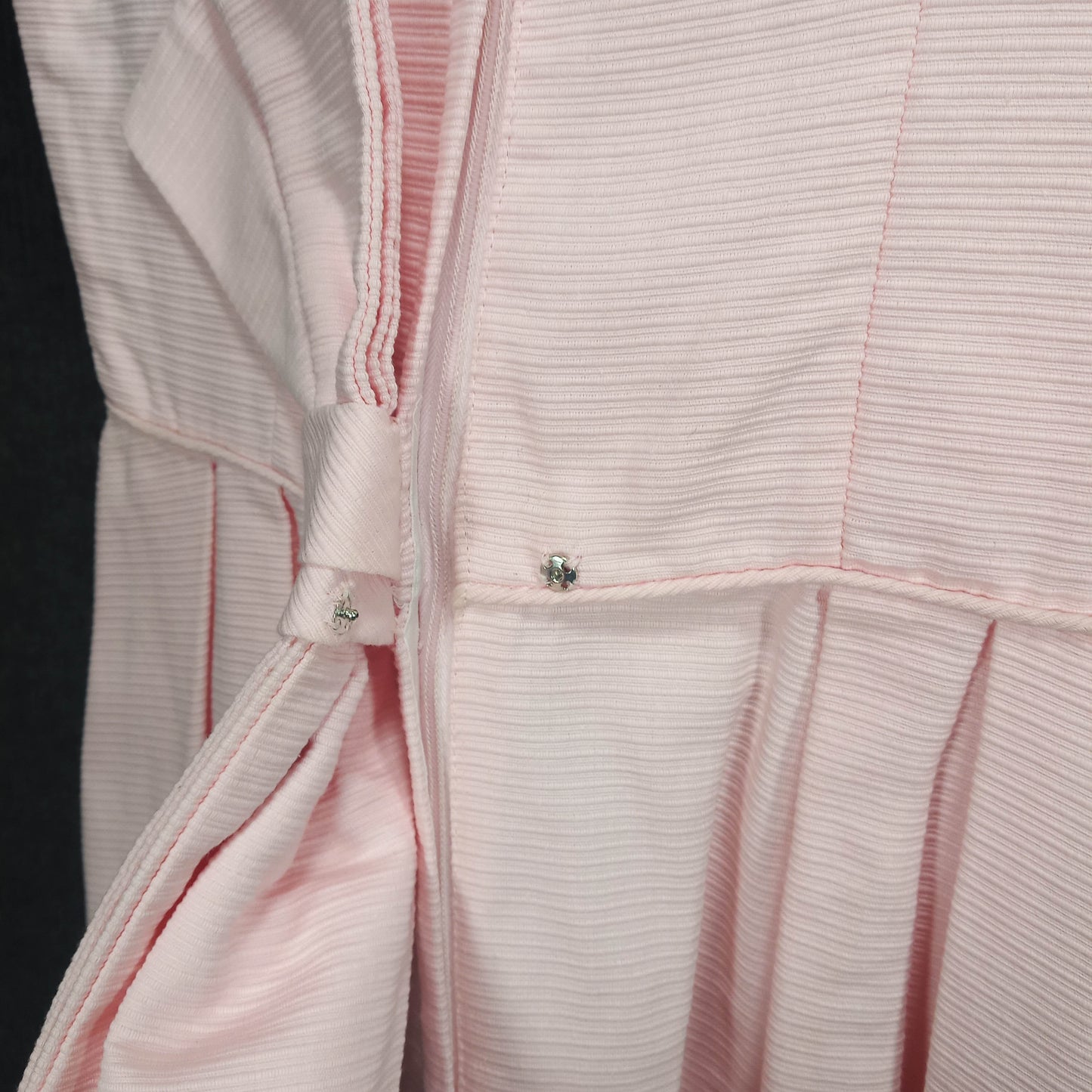 1950's Pink Broadcloth Party Dress with Large Back Bow by Meier and Frank Co