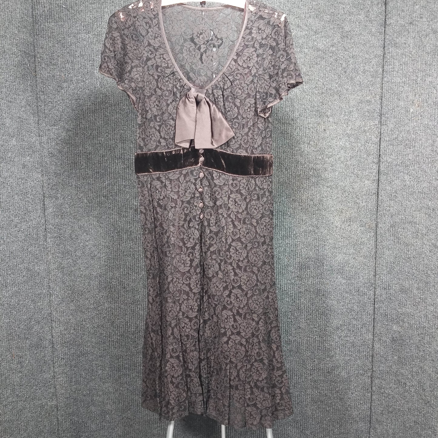1970's Chocolate Lace with Matching Slip Swing Dress