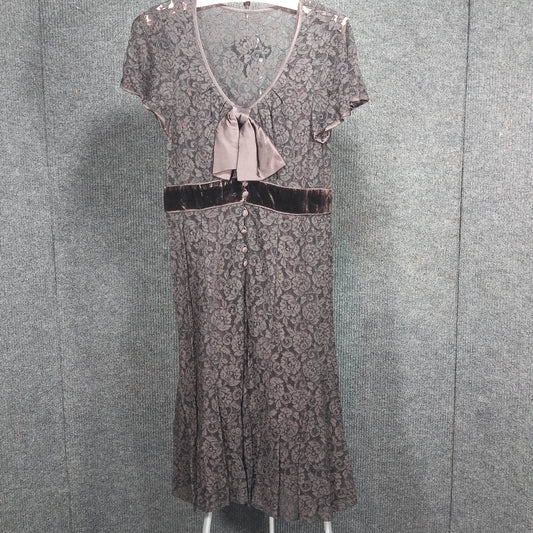 1970s Vintage Chocolate Lace with Matching Slip Swing Dress