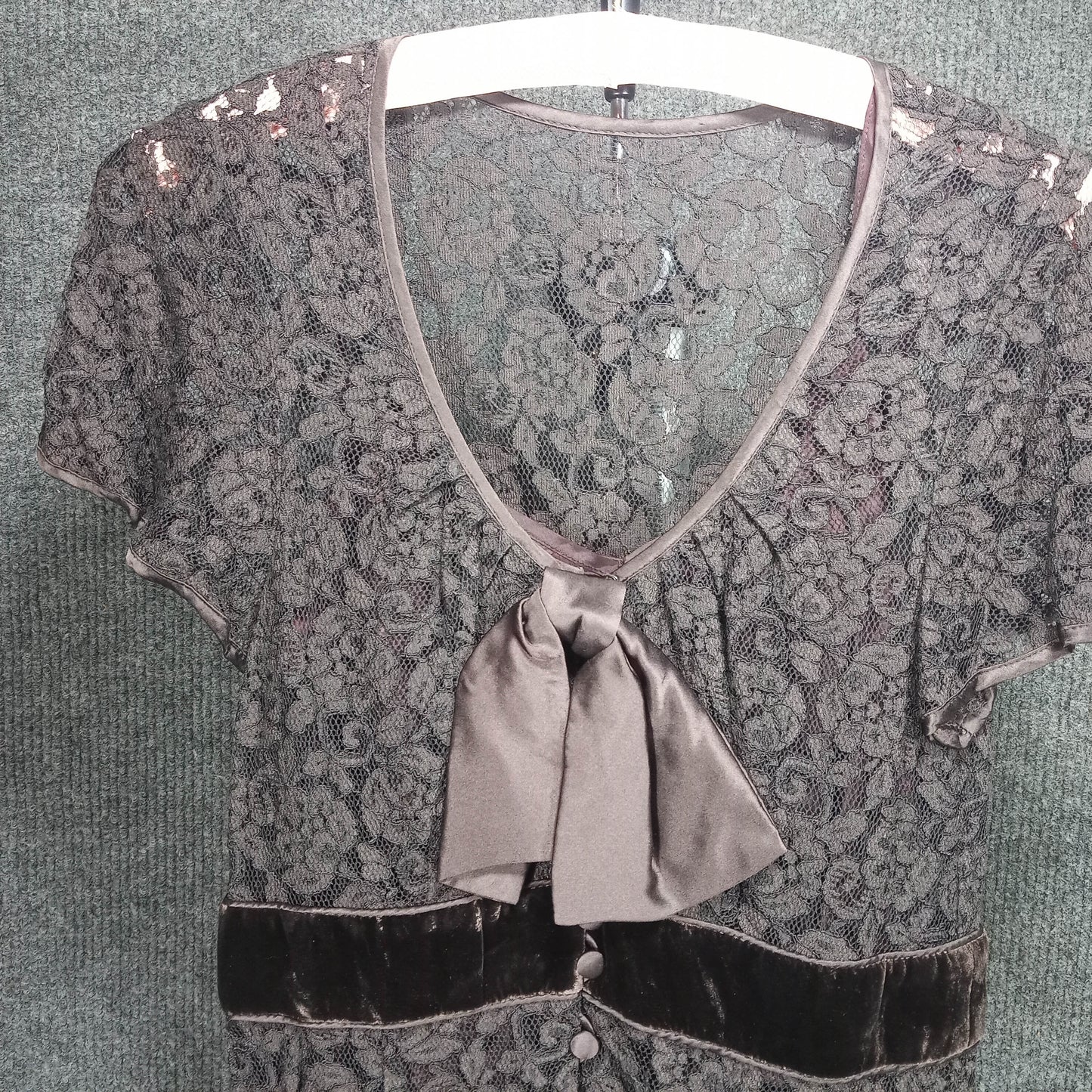 1970's Chocolate Lace with Matching Slip Swing Dress