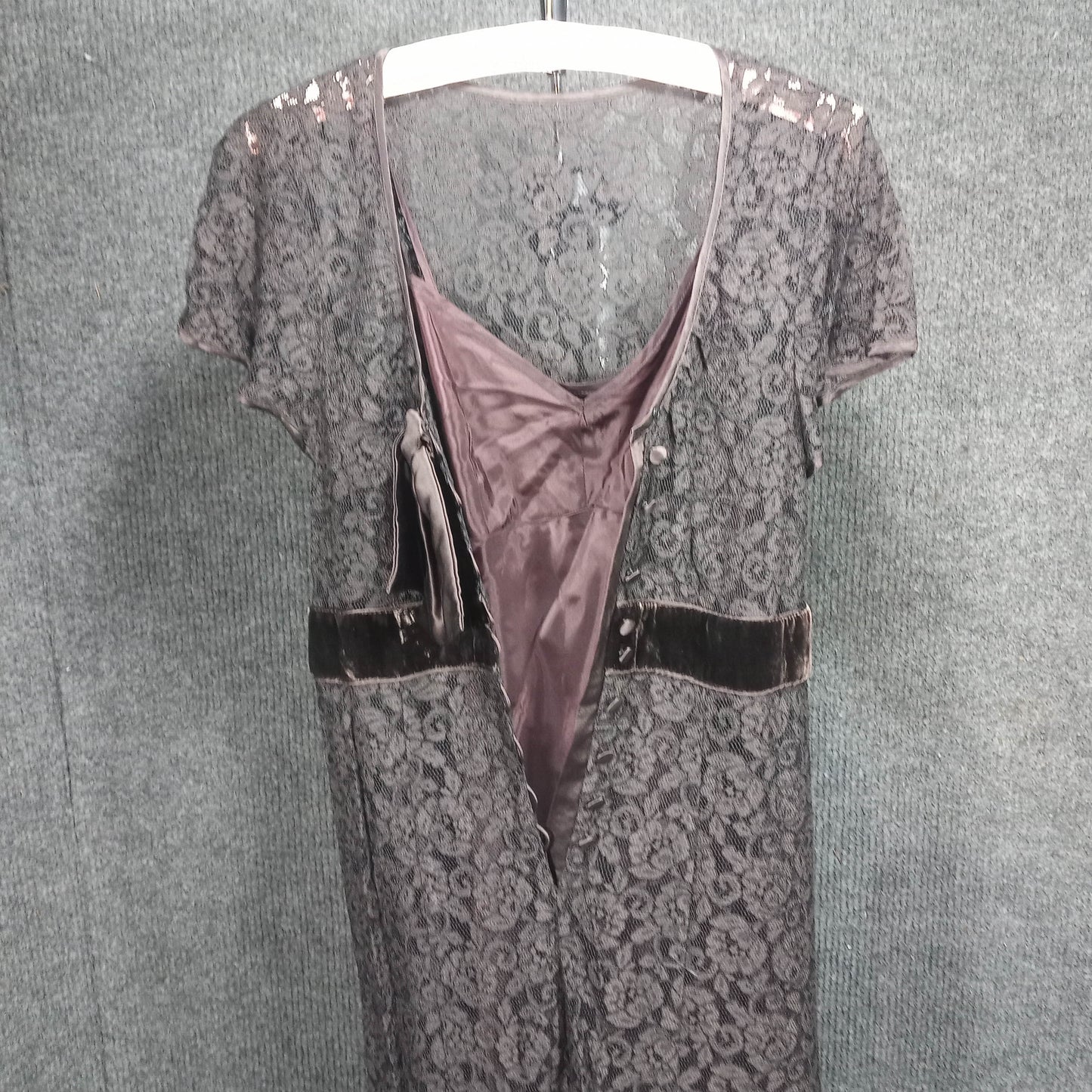 1970's Chocolate Lace with Matching Slip Swing Dress