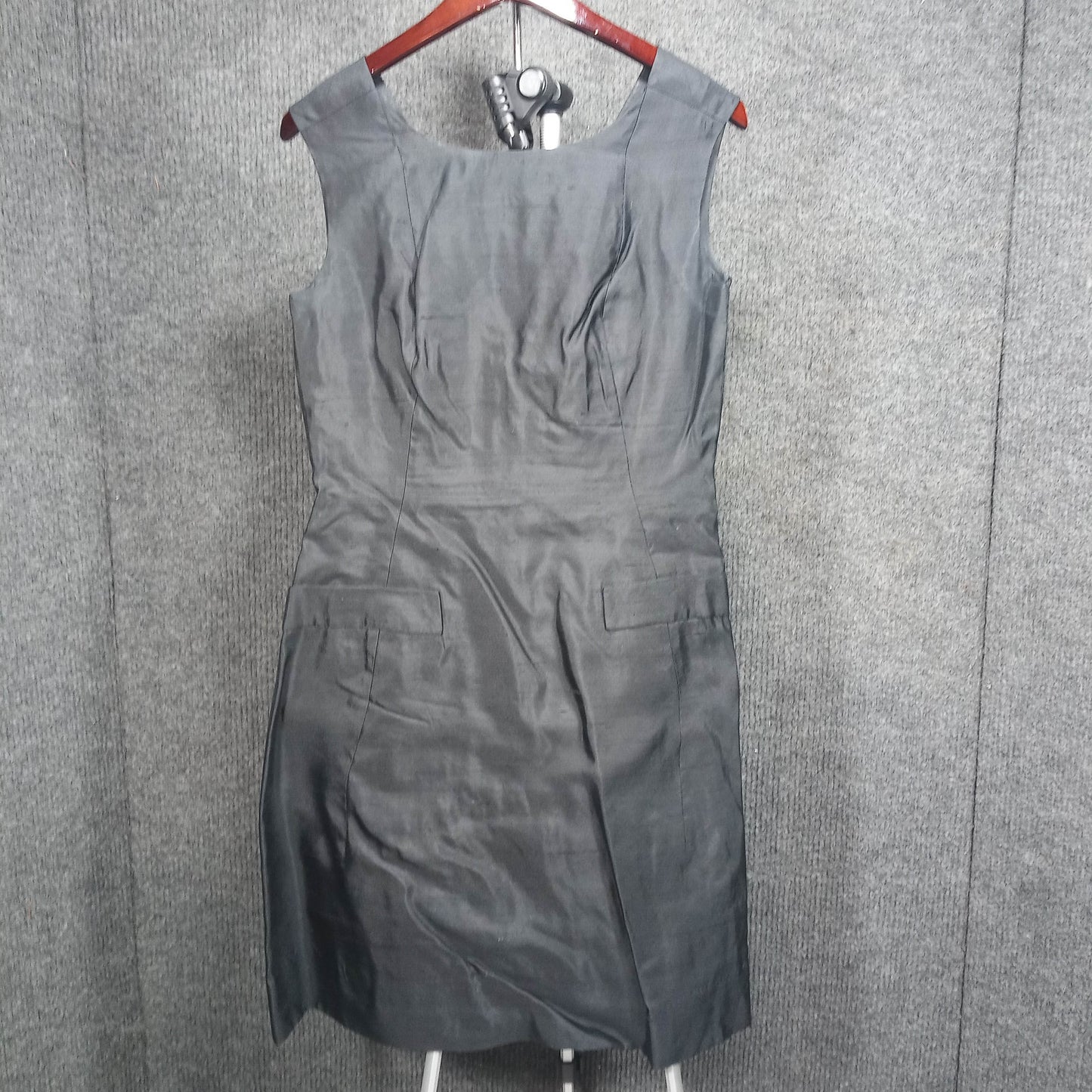 1950's Black Raw Silk A-line Black Bow Shift by Guy Douvier of Paris