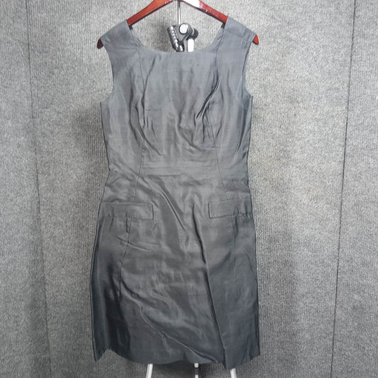 1950s Vintage Black Raw Silk A-line Black Bow Shift by Guy Douvier of Paris