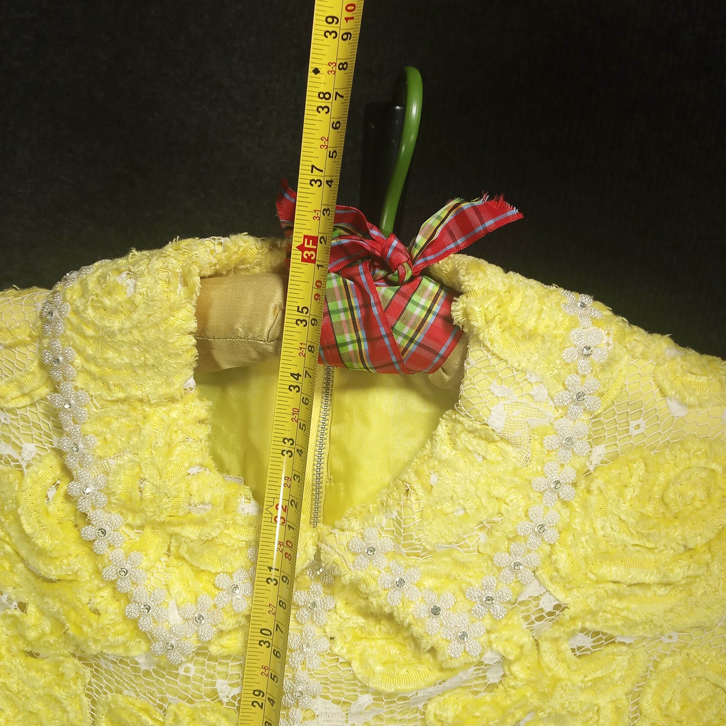 1960's Yellow Flower Lace Sequin Lined Dress by Montaldo's