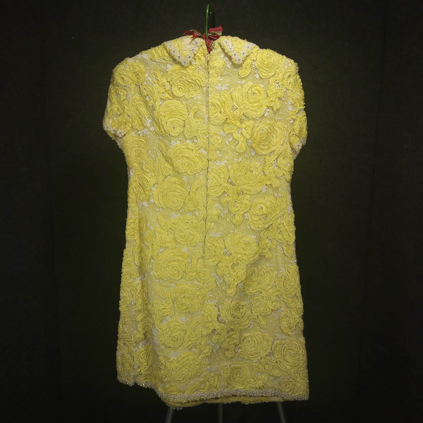 1960's Yellow Flower Lace Sequin Lined Dress by Montaldo's