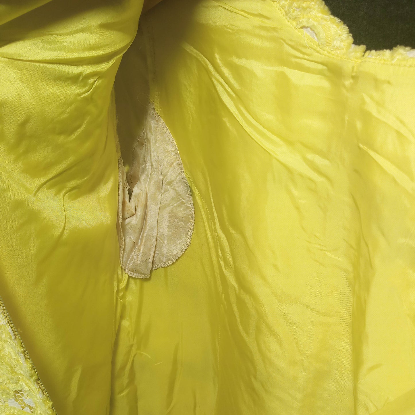 1960's Yellow Flower Lace Sequin Lined Dress by Montaldo's