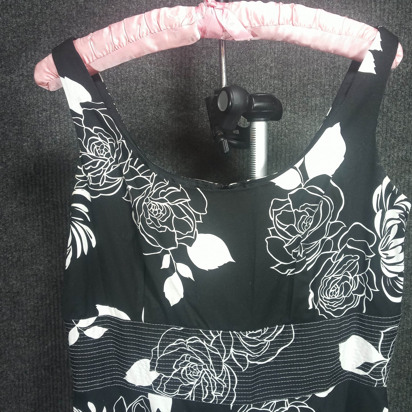 1990's Black & White Cotton Floral Dress