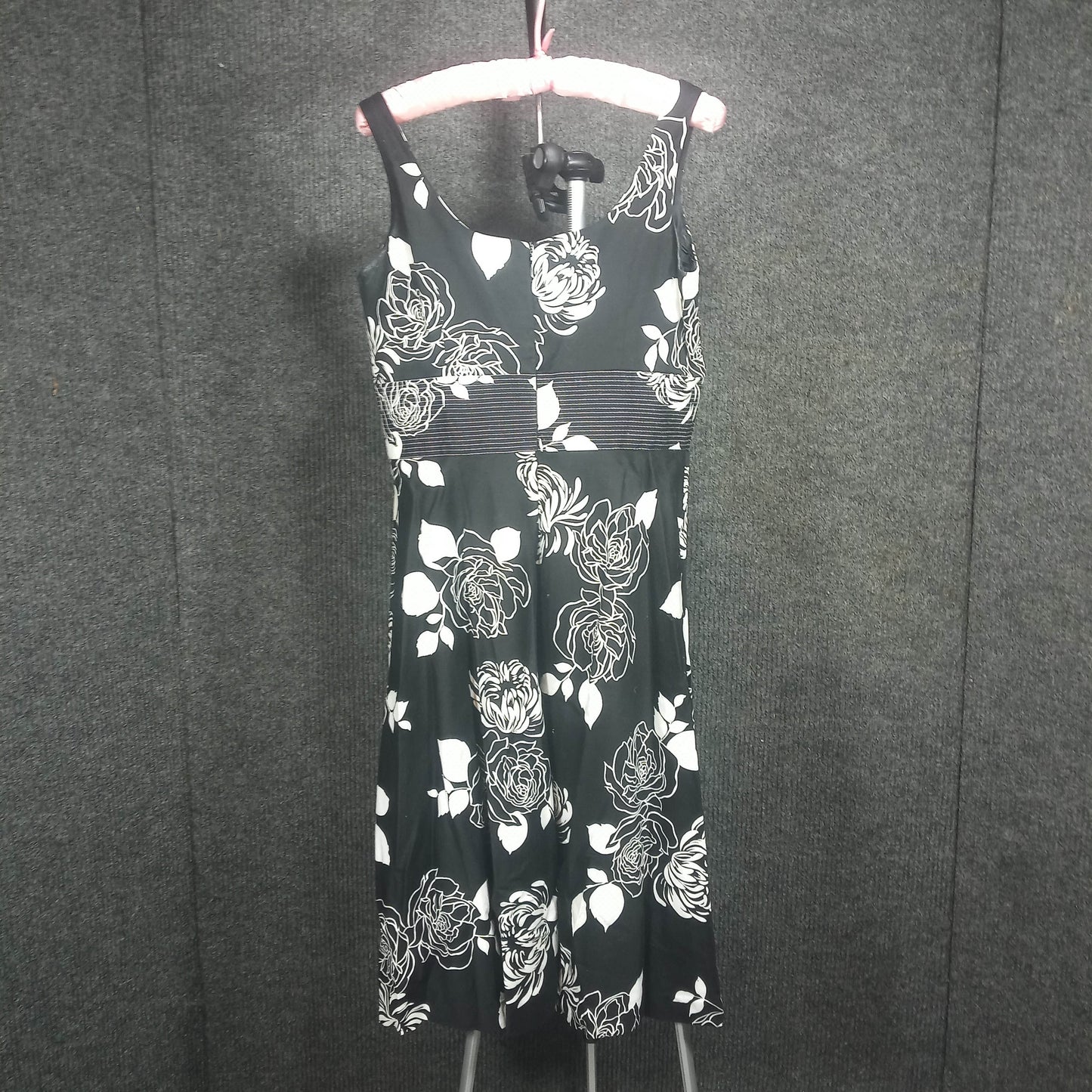 1990's Black & White Cotton Floral Dress