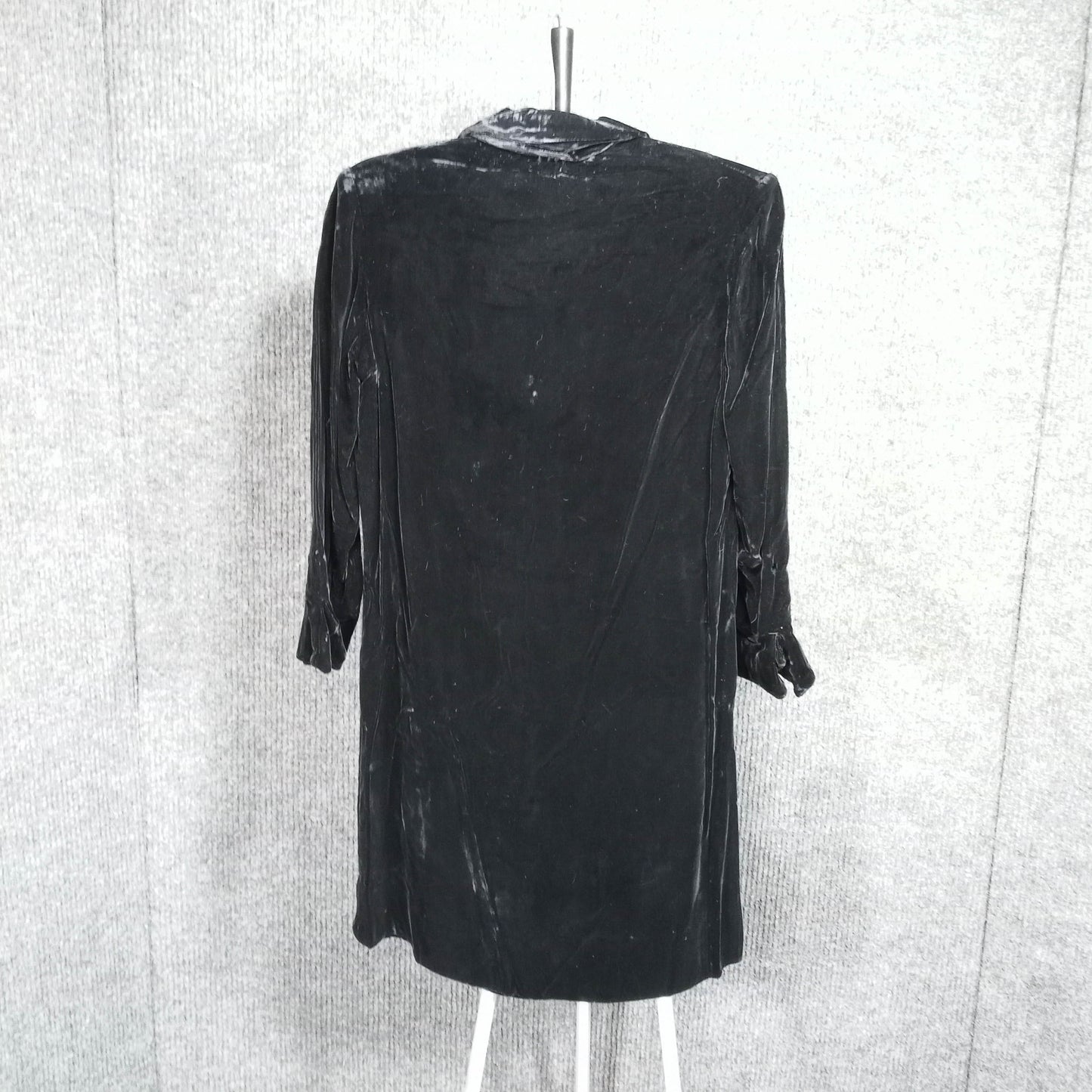 1960's Black Velvet Rhinestone Long Sleeve Micro-Mini Dress- Needs Love