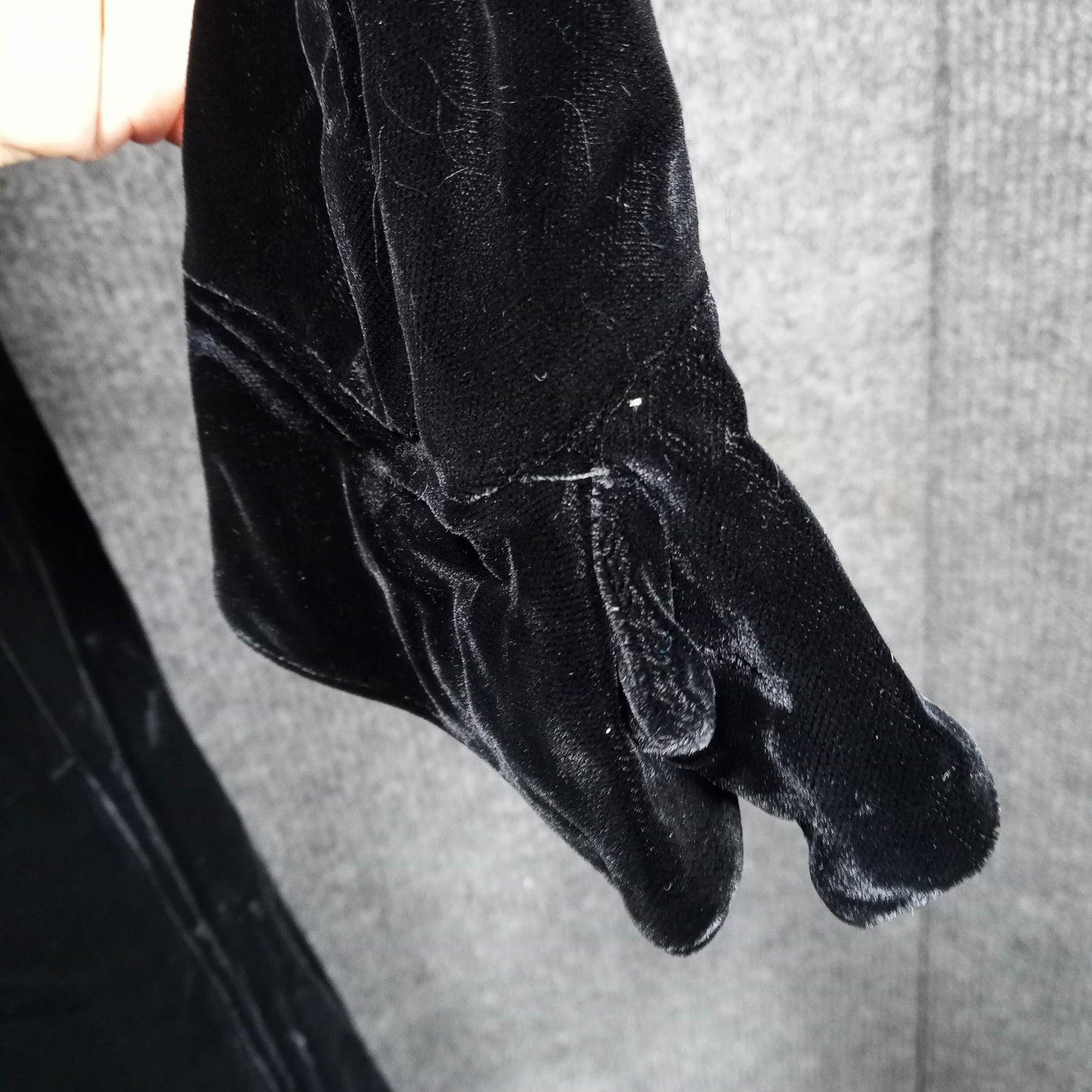 1960's Black Velvet Rhinestone Long Sleeve Micro-Mini Dress- Needs Love