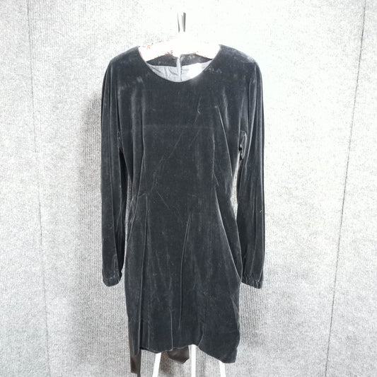 1960s Vintage Black Velvet Mini Dress with Large Satin Tie Bows from Italy