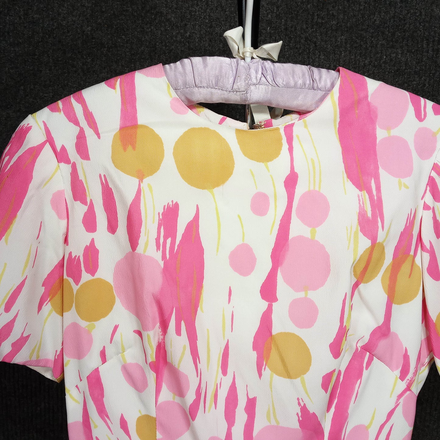 1950's Pink & White Floral Print Rayon Dress by Miss Tall America