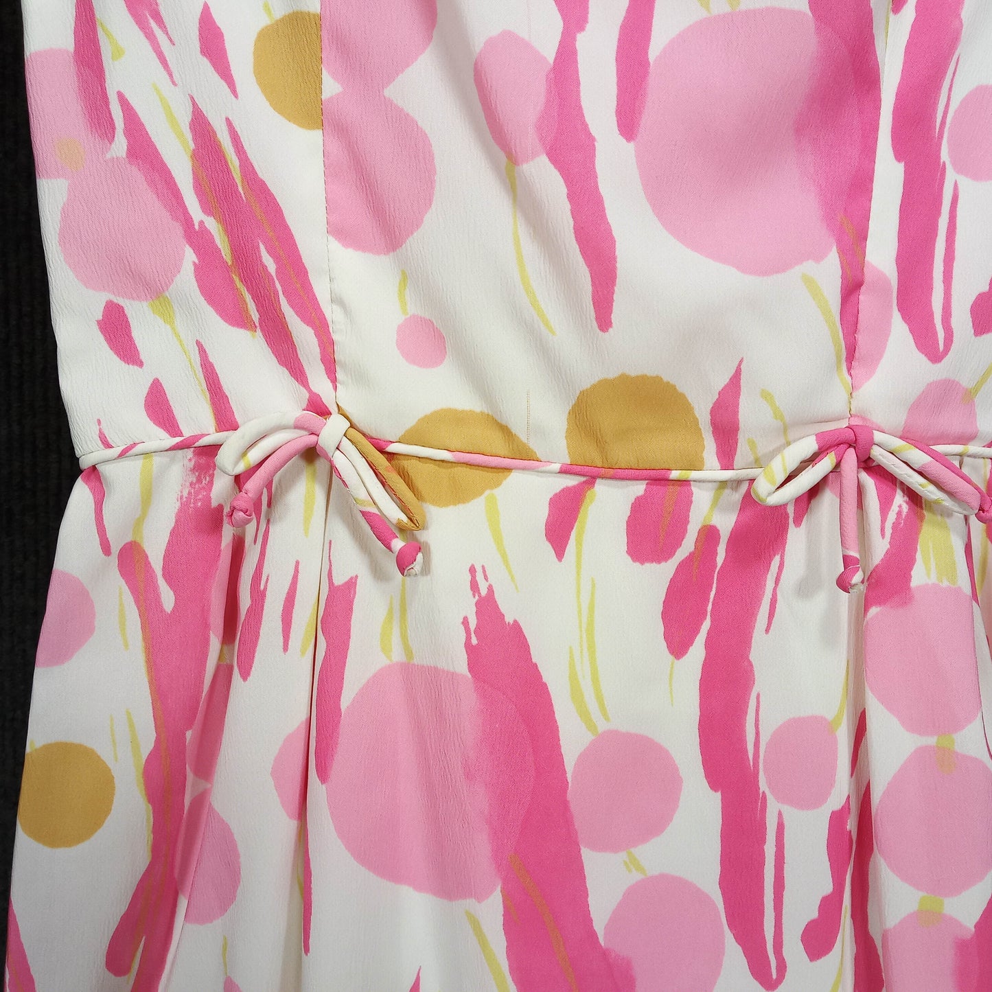 1950's Pink & White Floral Print Rayon Dress by Miss Tall America
