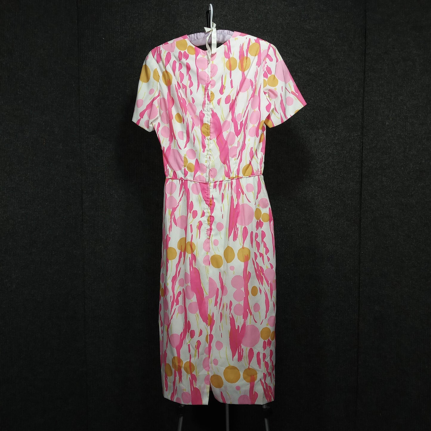1950's Pink & White Floral Print Rayon Dress by Miss Tall America