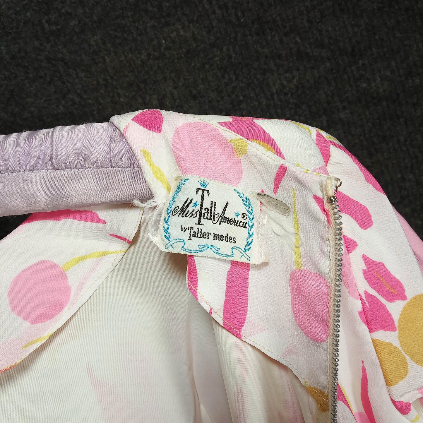 1950's Pink & White Floral Print Rayon Dress by Miss Tall America